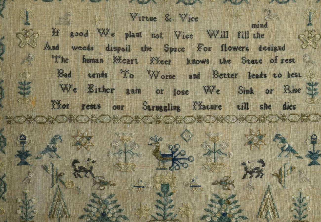 George IV English Embroidered Needlework Tapestry Sampler by Elizabeth Castle For Sale 1