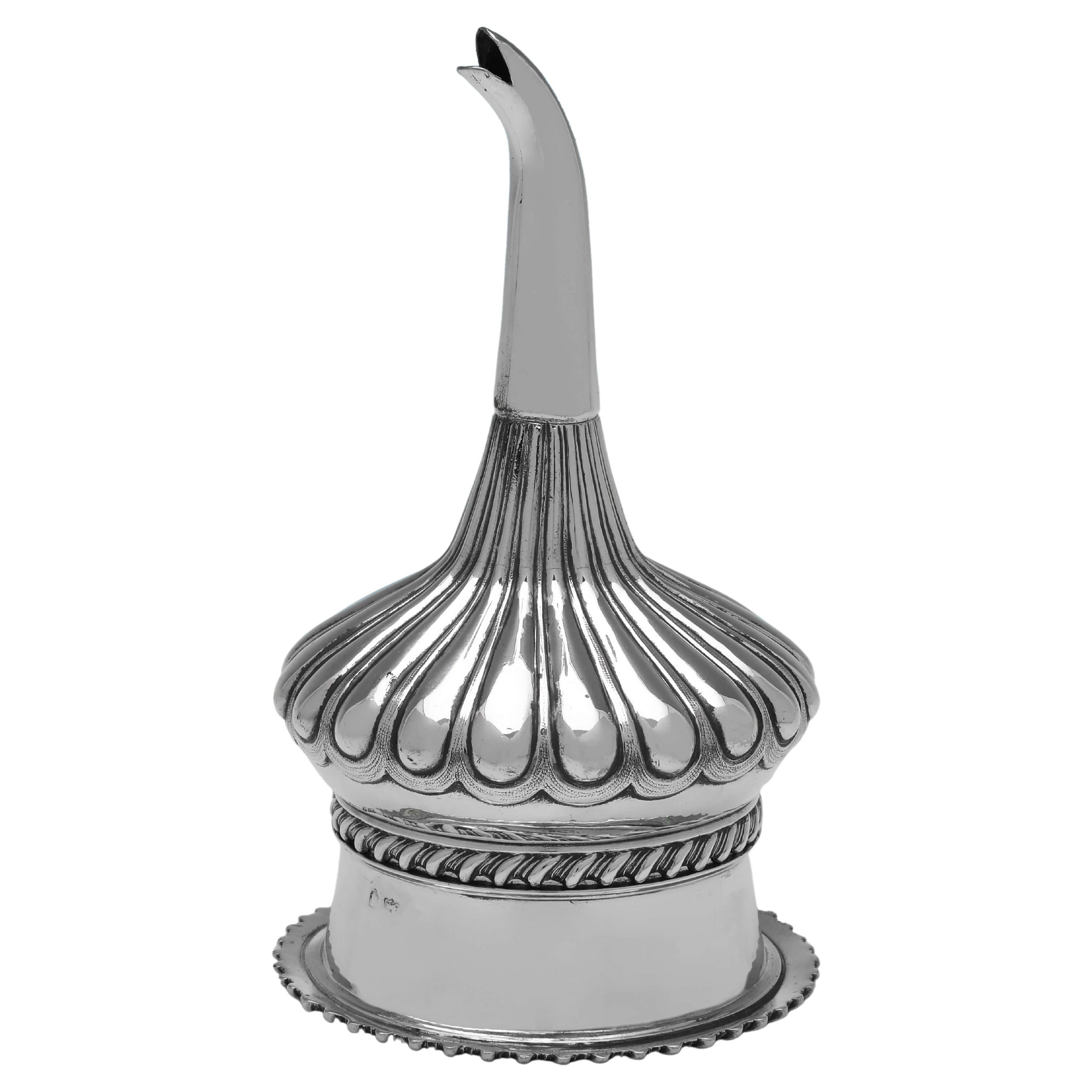 George IV English Sterling Silver Wine Funnel London 1824, Decorative Piercing