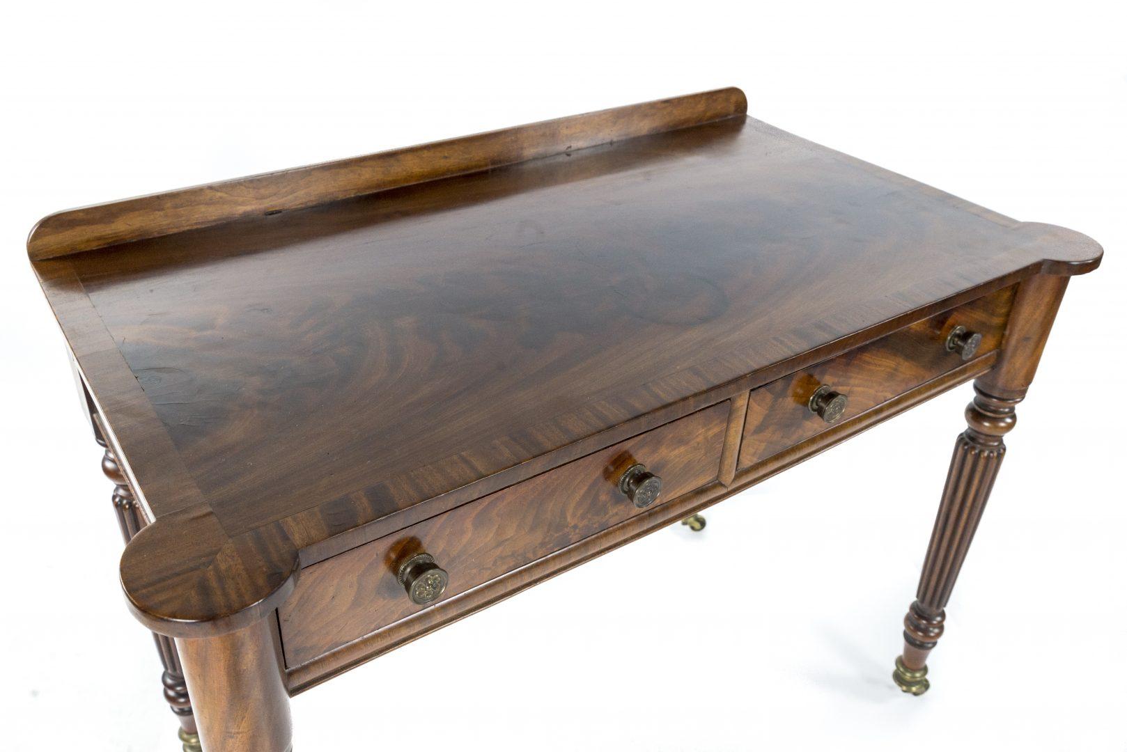 British George IV Figured Mahogany Side or Writing Table Attributed to Gillows