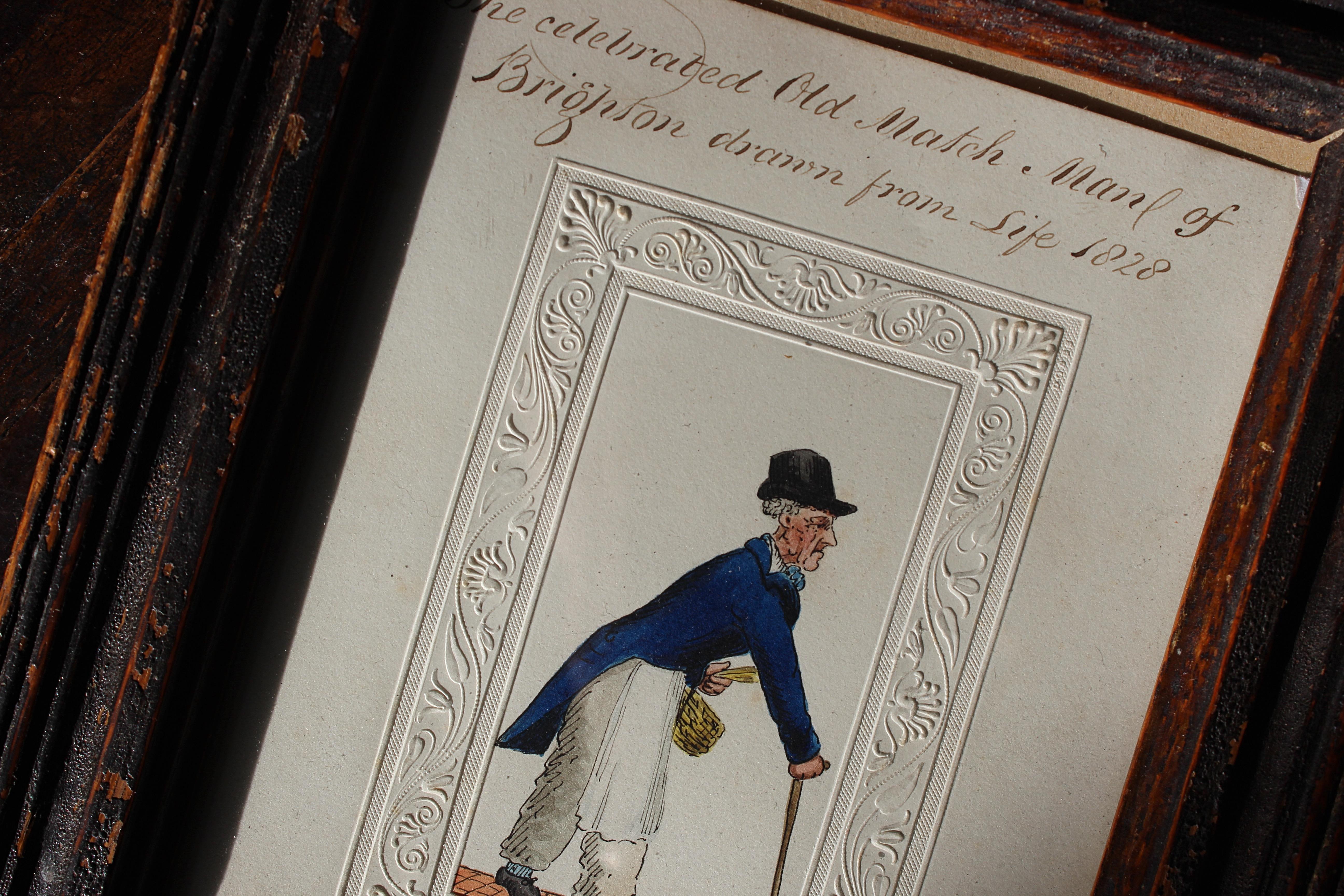 Hand-Painted George IV Folk Art Portrait of The Brighton Match Maker 1828 For Sale