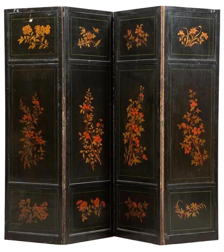Fine George IV antique Four Panel Screen circa 1825.

Early 19th century Fine English George IV painted antique four panel screen.

Measure: Approximately 78