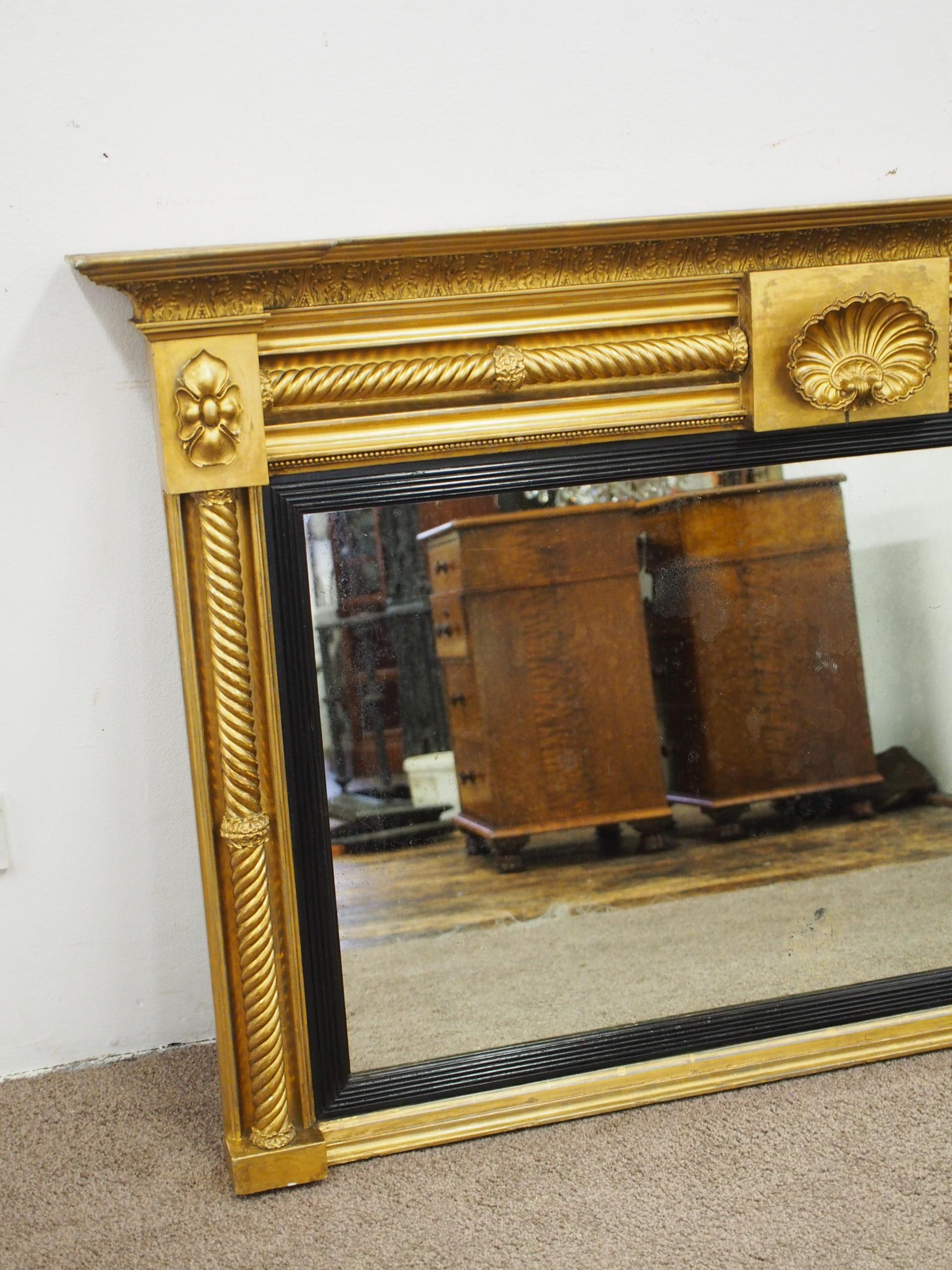 George IV Gilded and Ebonised Overmantel Mirror In Good Condition In Edinburgh, GB