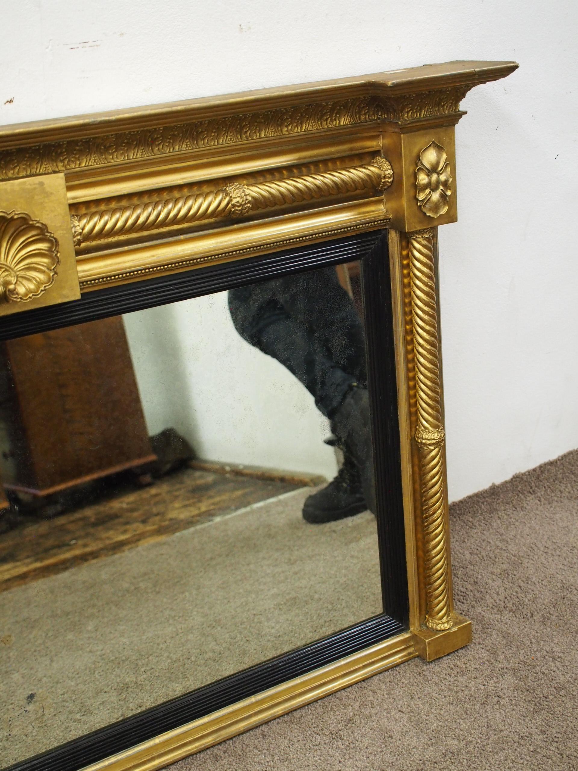 Early 19th Century George IV Gilded and Ebonised Overmantel Mirror