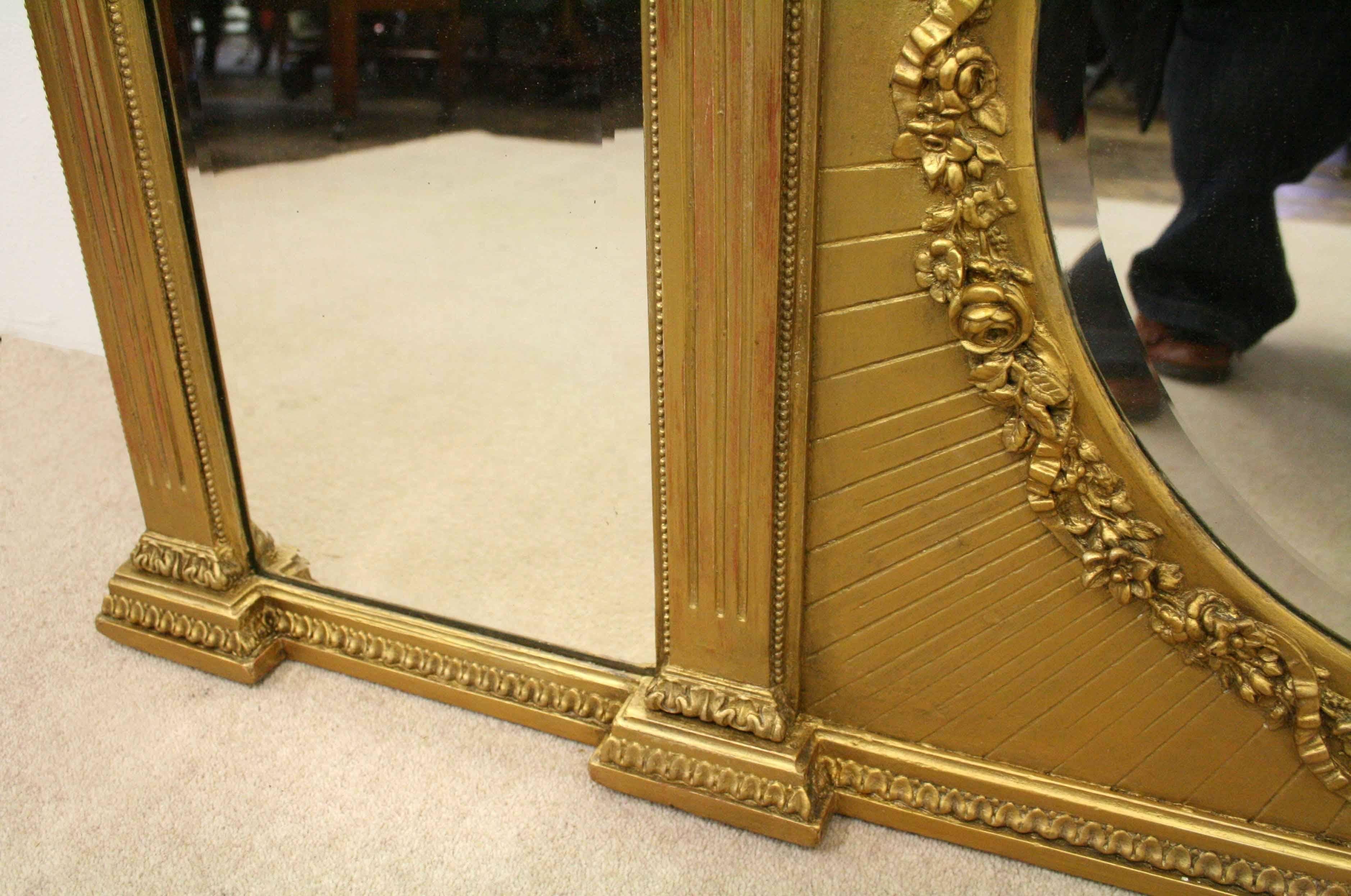 George IV Gilded Triptych Overmantel Mirror, circa 1830 For Sale 5