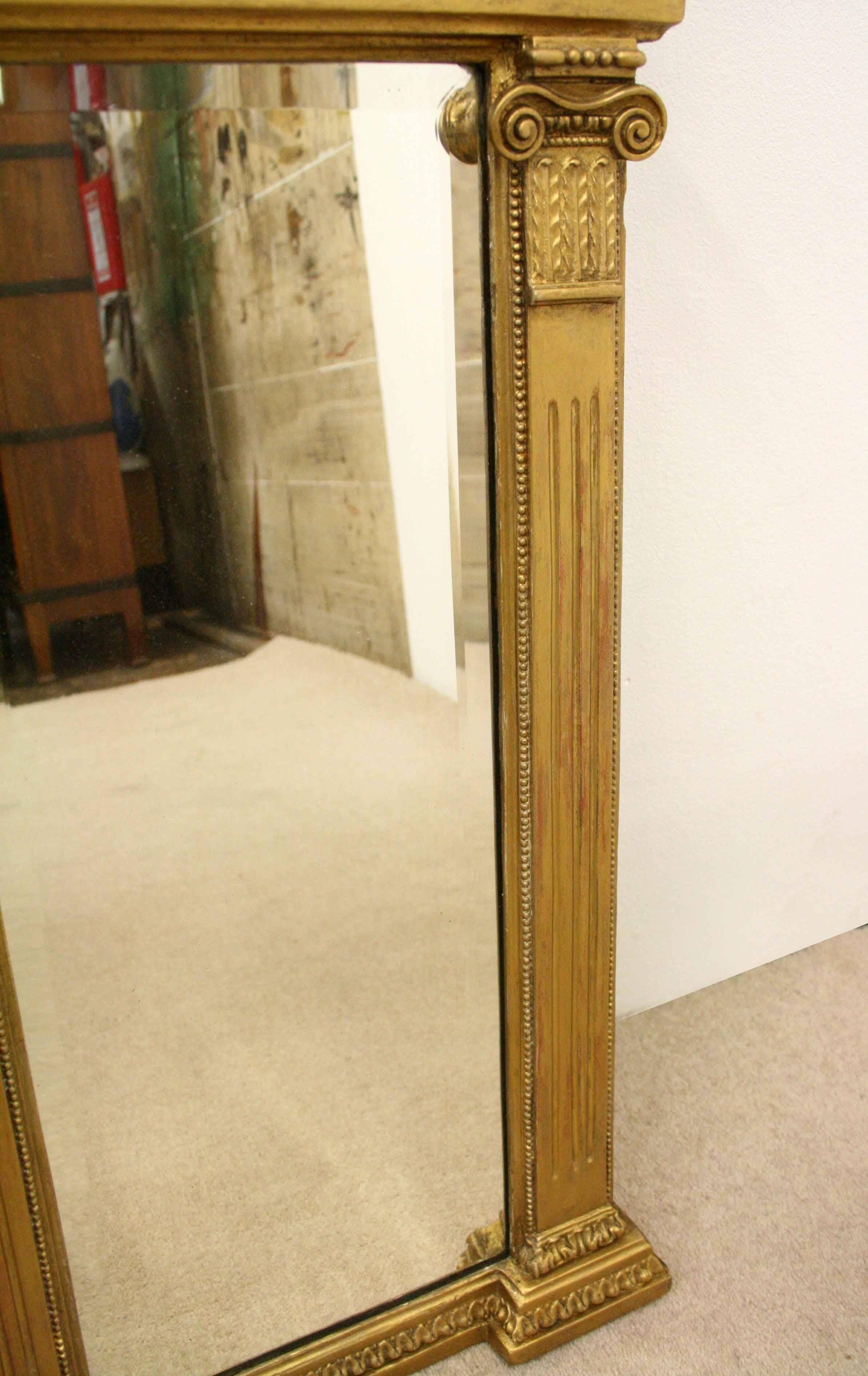 George IV Gilded Triptych Overmantel Mirror, circa 1830 For Sale 2