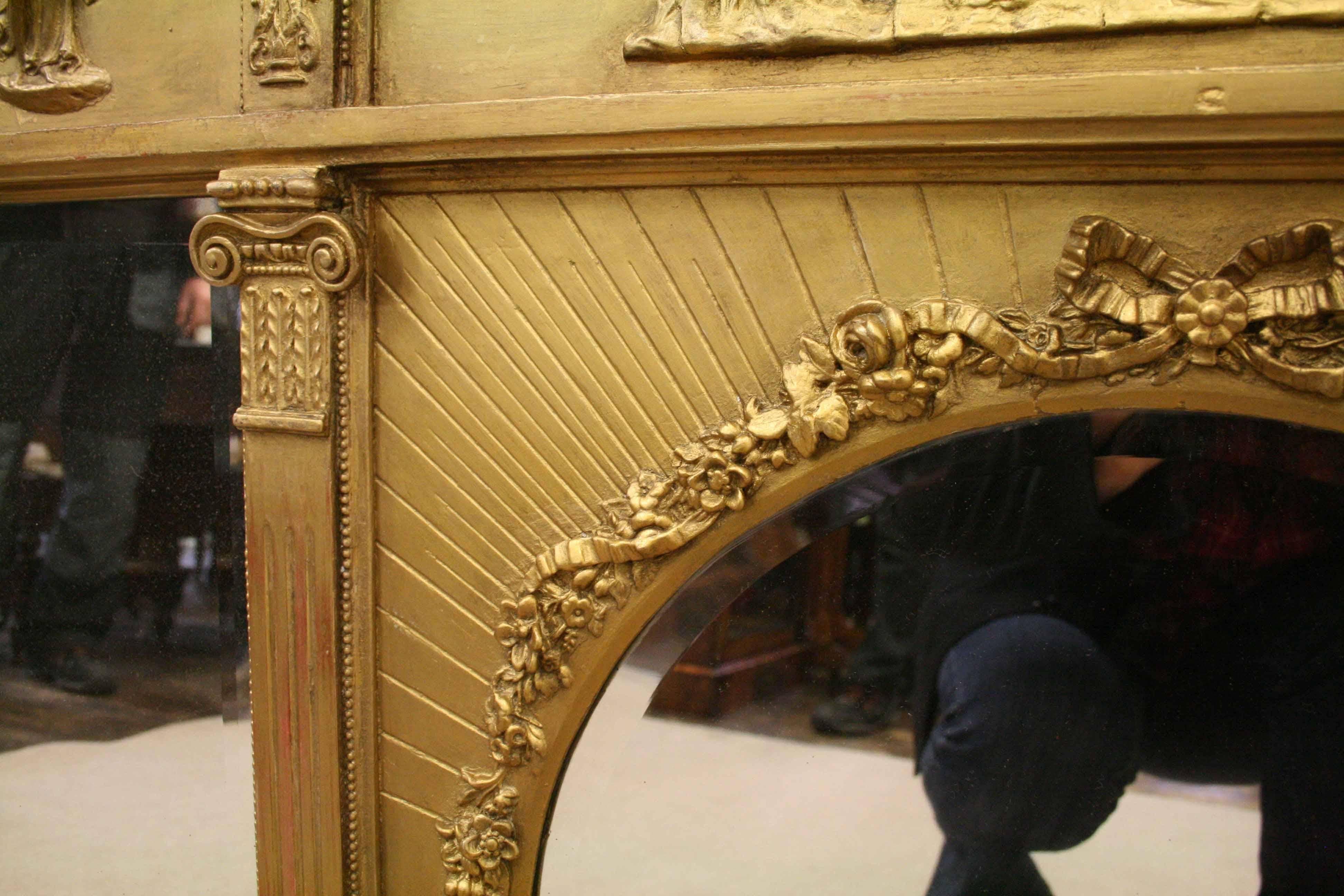 George IV Gilded Triptych Overmantel Mirror, circa 1830 For Sale 4