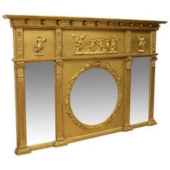 Antique George IV Gilded Triptych Overmantel Mirror, circa 1830