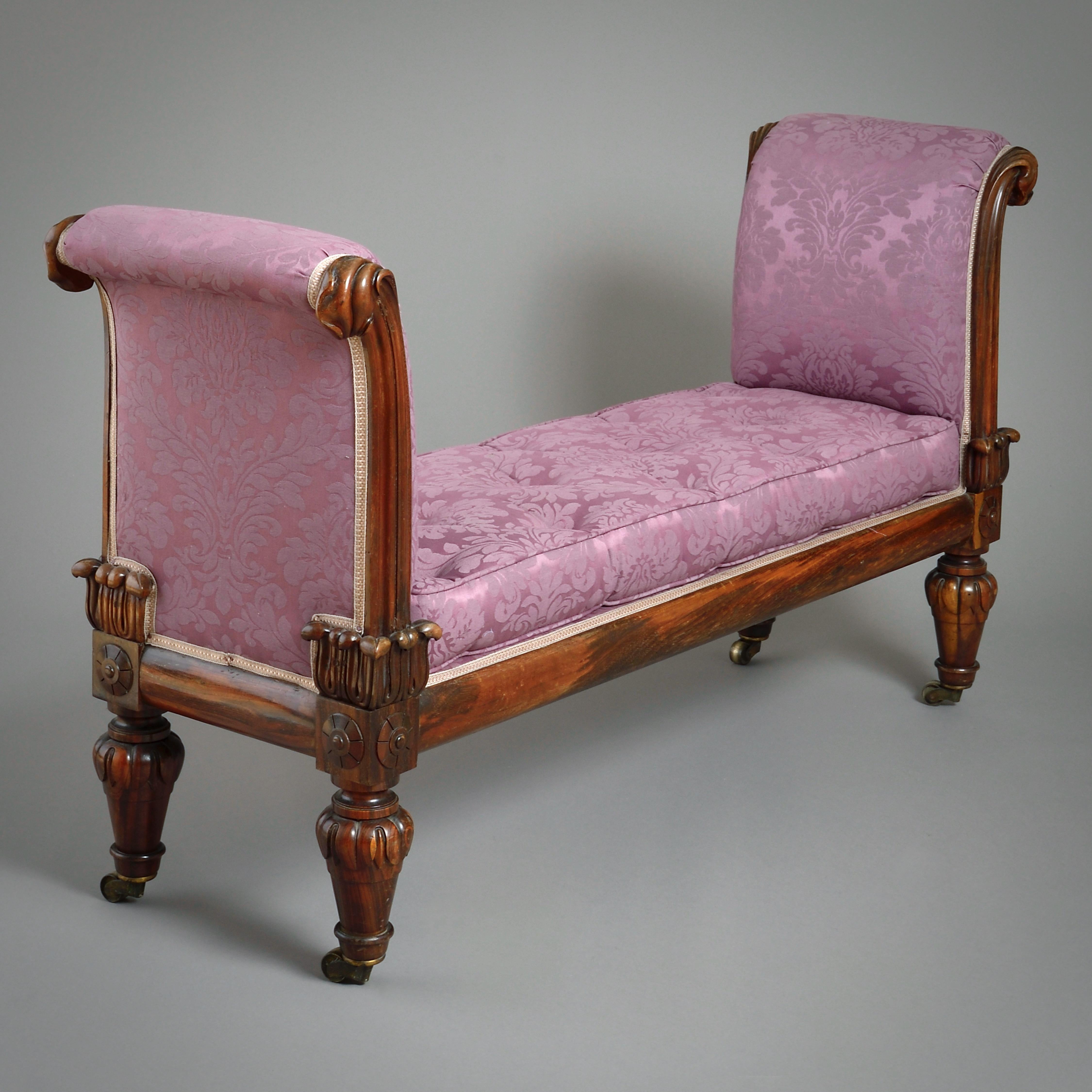 19th Century George IV Goncalo Alves Window Seat For Sale