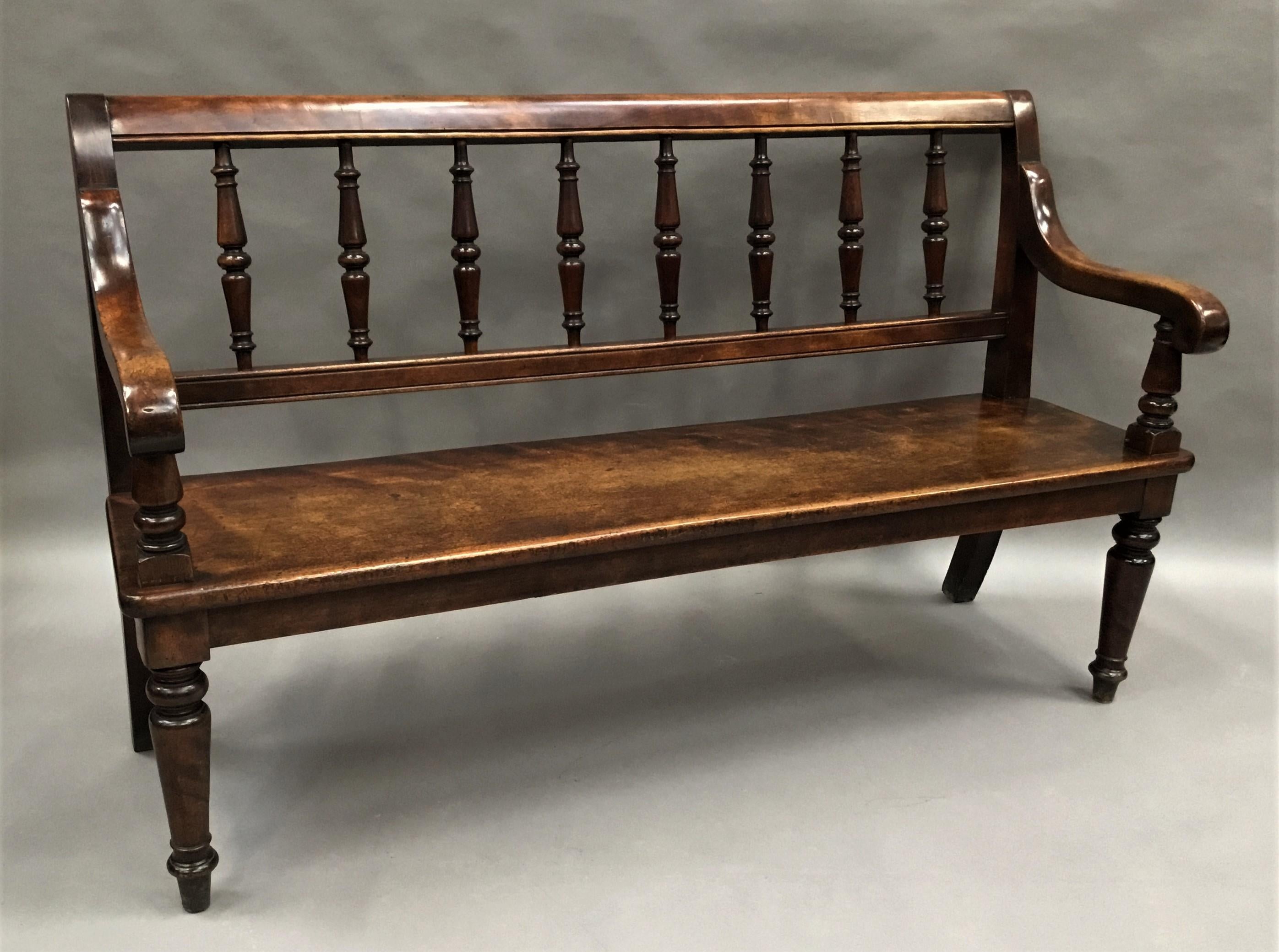 Polished George IV Hall Seat or Hall Bench