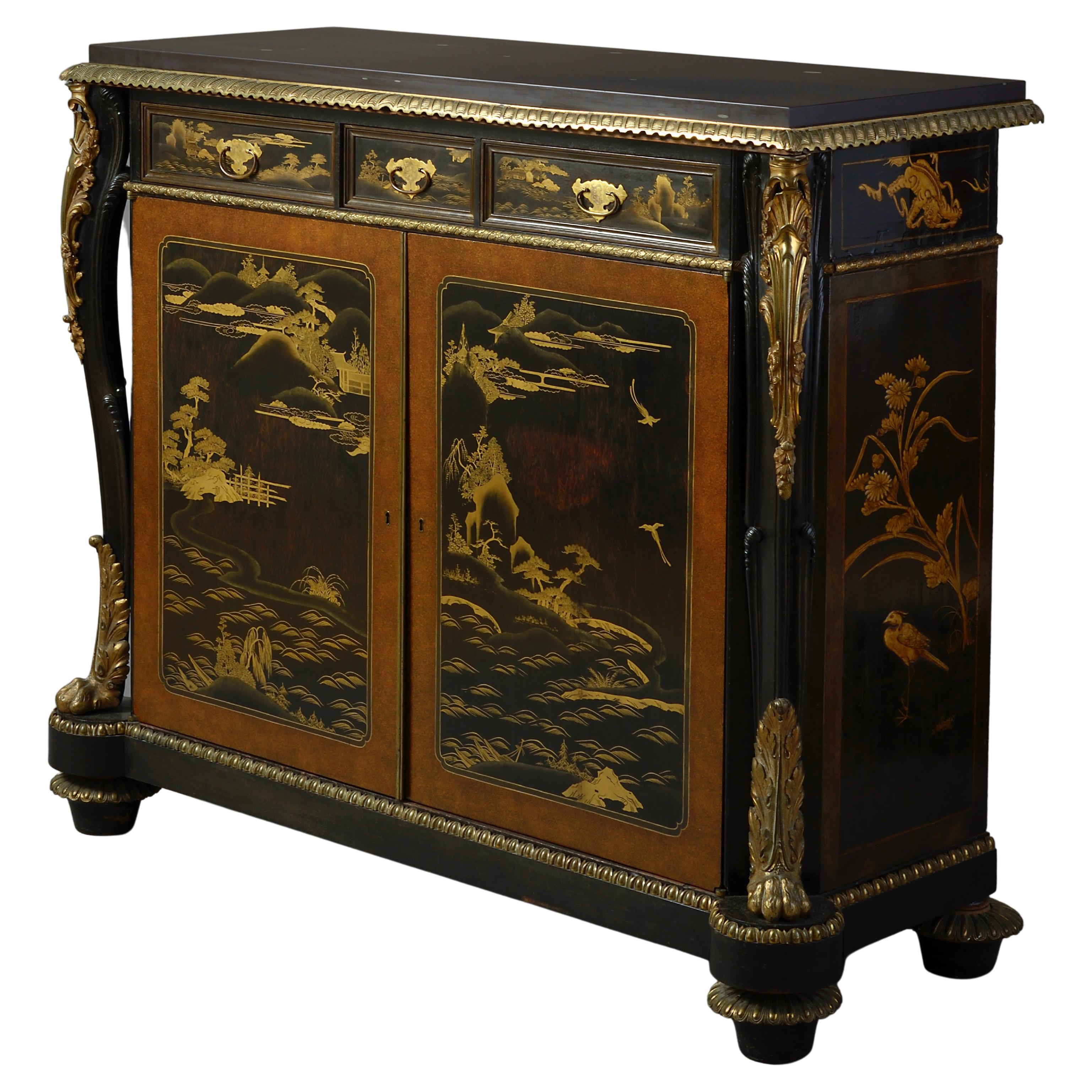 George IV Japanned and Lacquer Side Cabinet For Sale