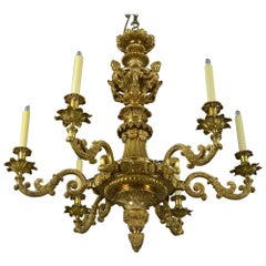 Antique George IV Lacquered Brass Six-light Chandelier