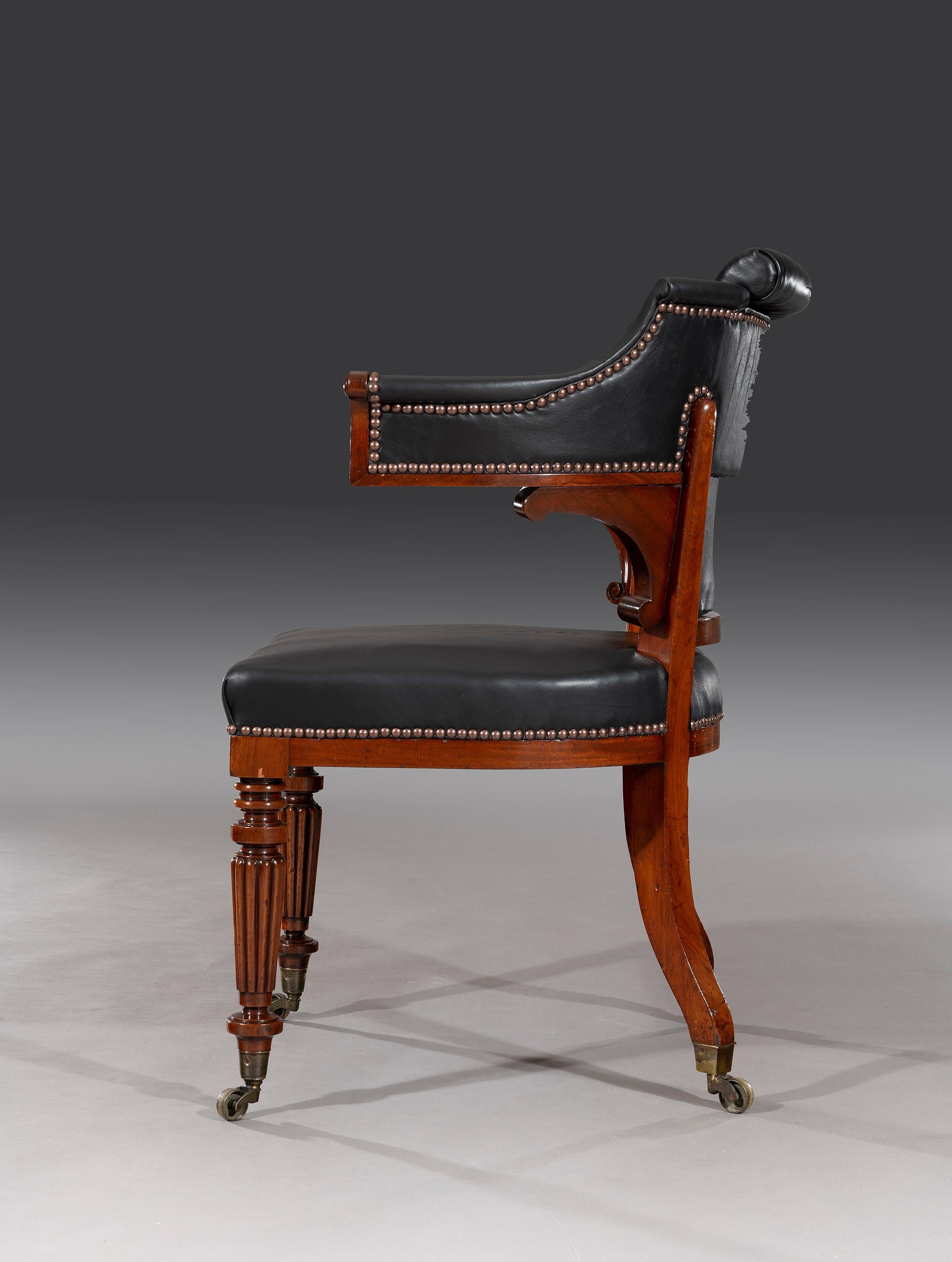 English George IV late Regency Mahogany ‘Klismos’ Desk Chair For Sale