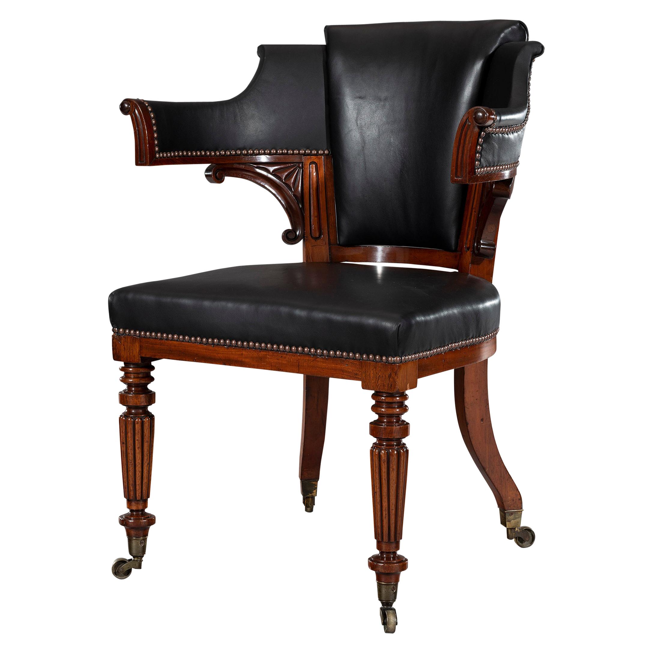 George IV late Regency Mahogany ‘Klismos’ Desk Chair For Sale