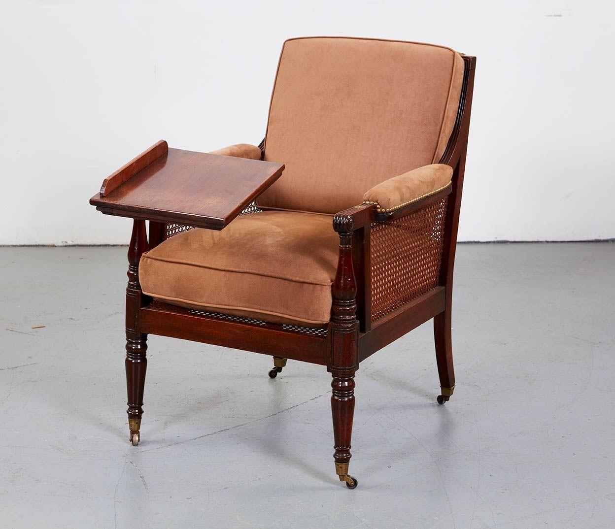 Brass George IV Library Chair with Reading Arm For Sale
