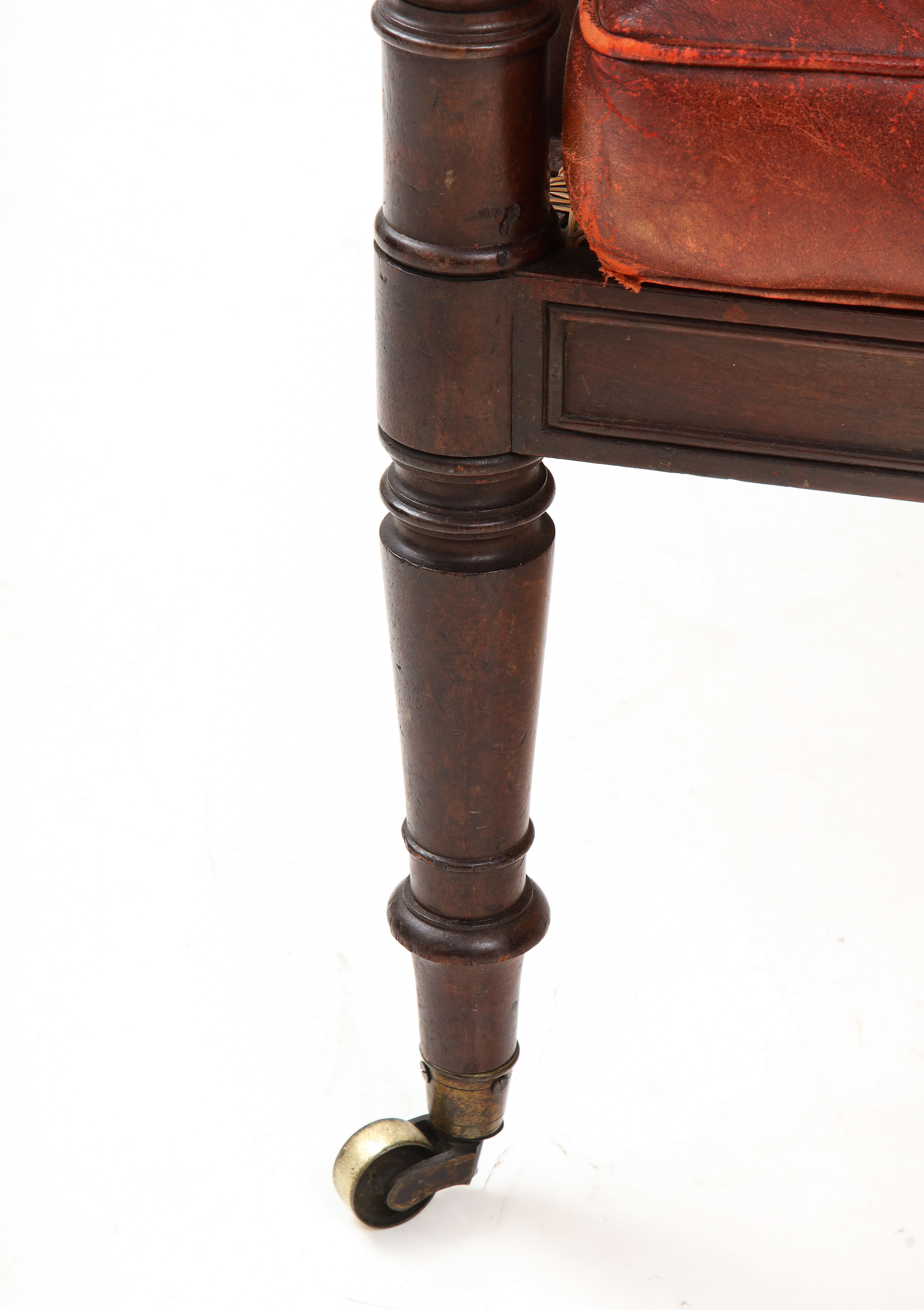 George IV Mahogany and Leather Bergere 4