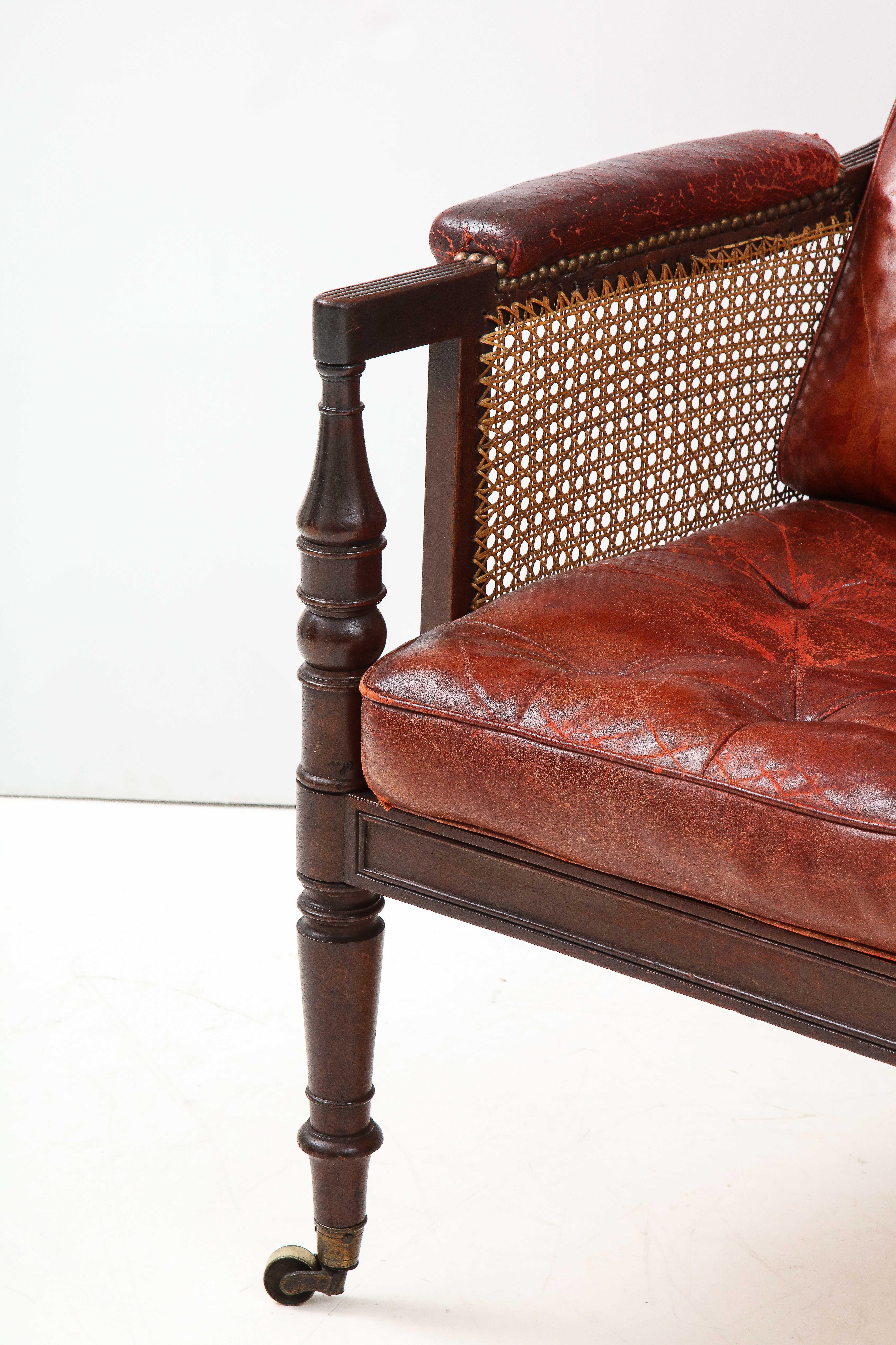 George IV Mahogany and Leather Bergere 5