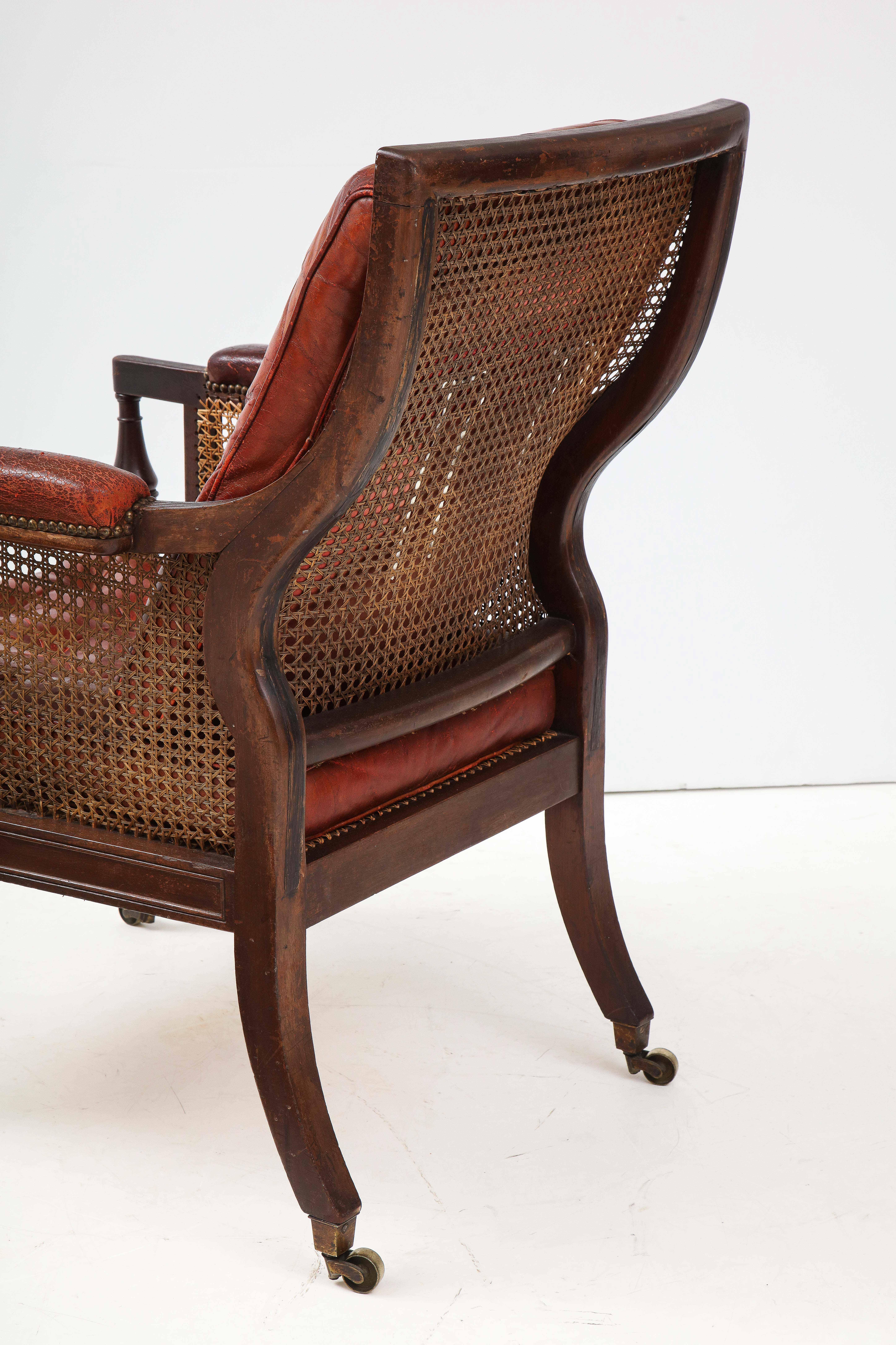 George IV Mahogany and Leather Bergere 7