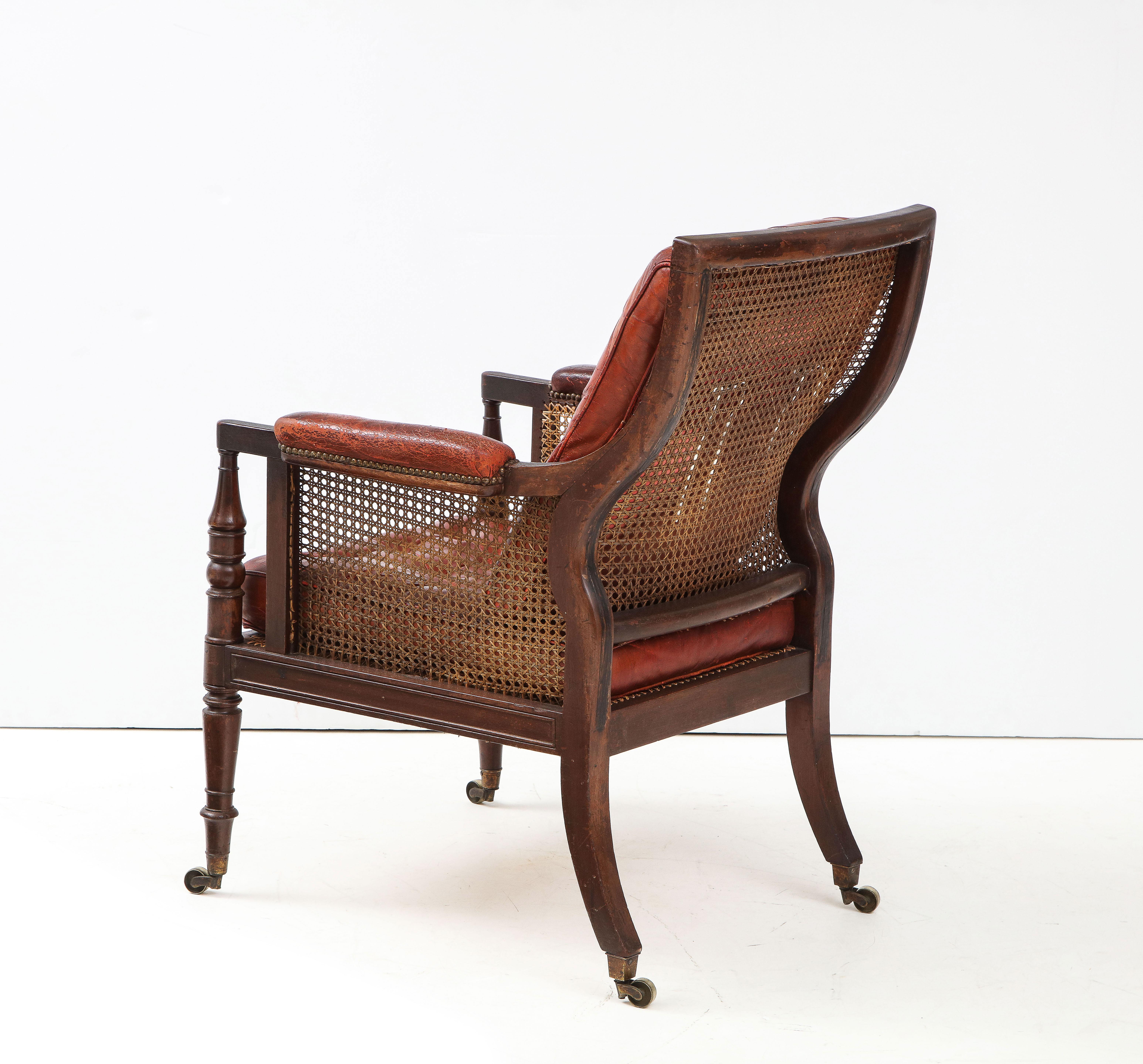 Woodwork George IV Mahogany and Leather Bergere