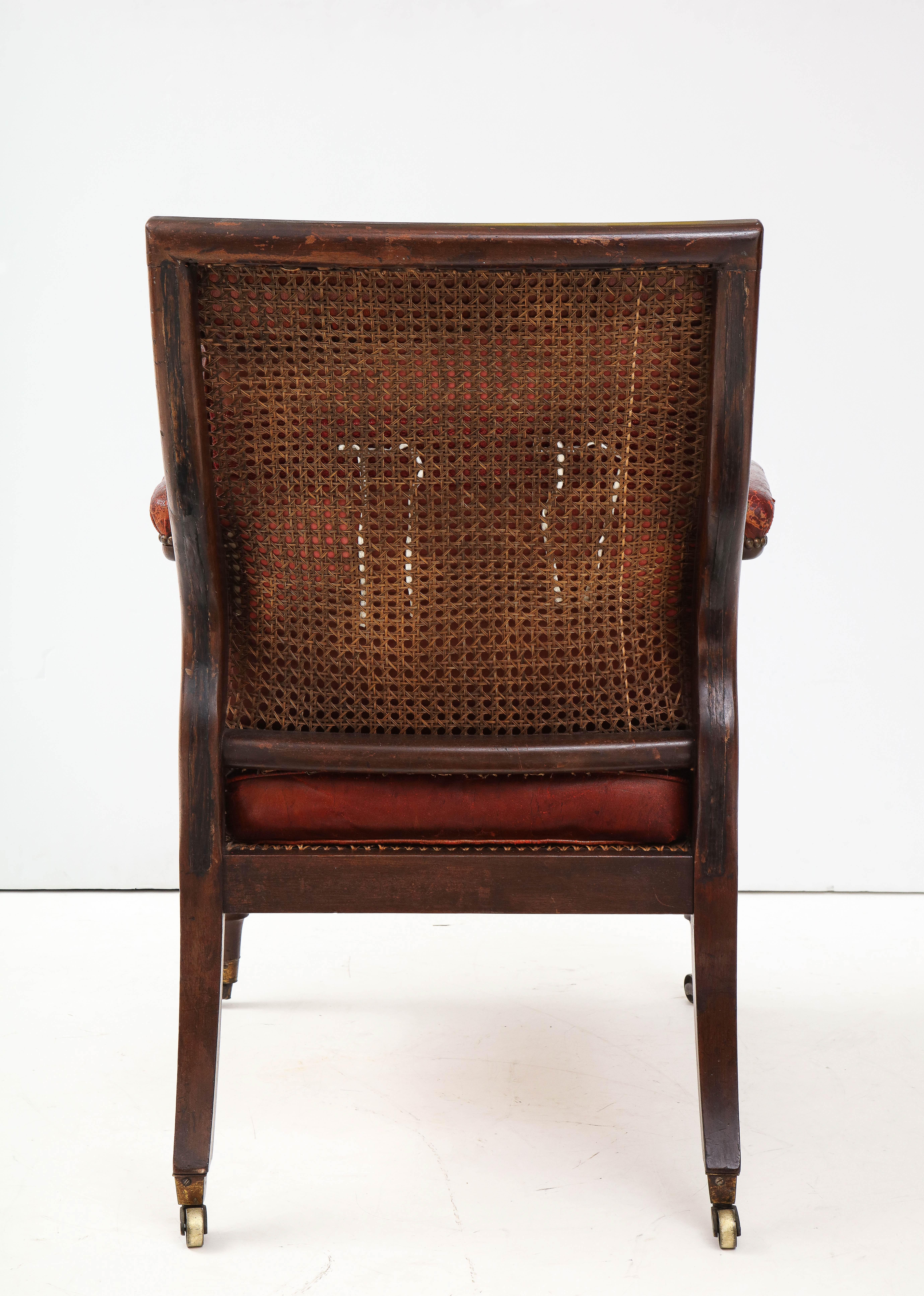 19th Century George IV Mahogany and Leather Bergere