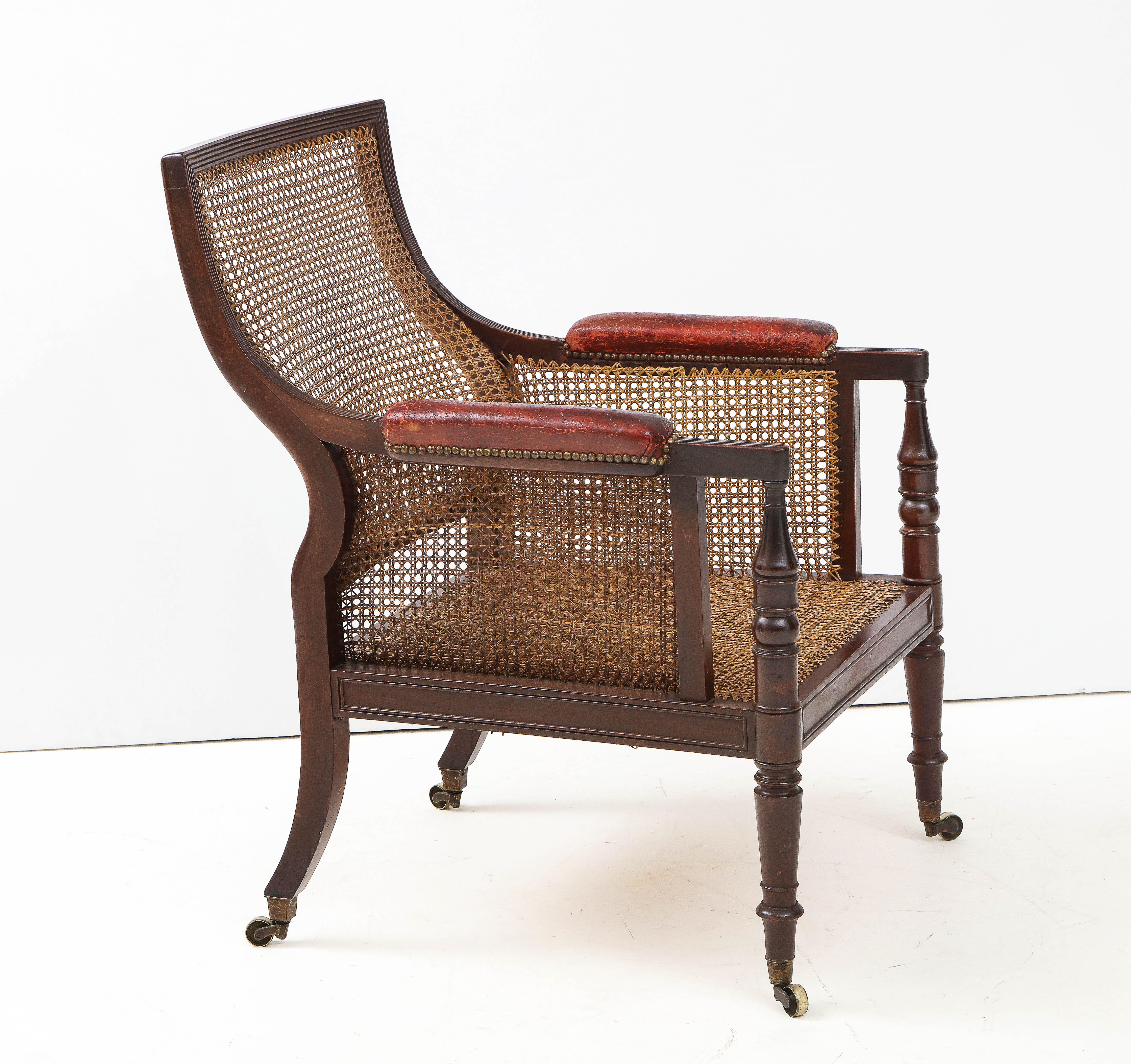George IV Mahogany and Leather Bergere 1