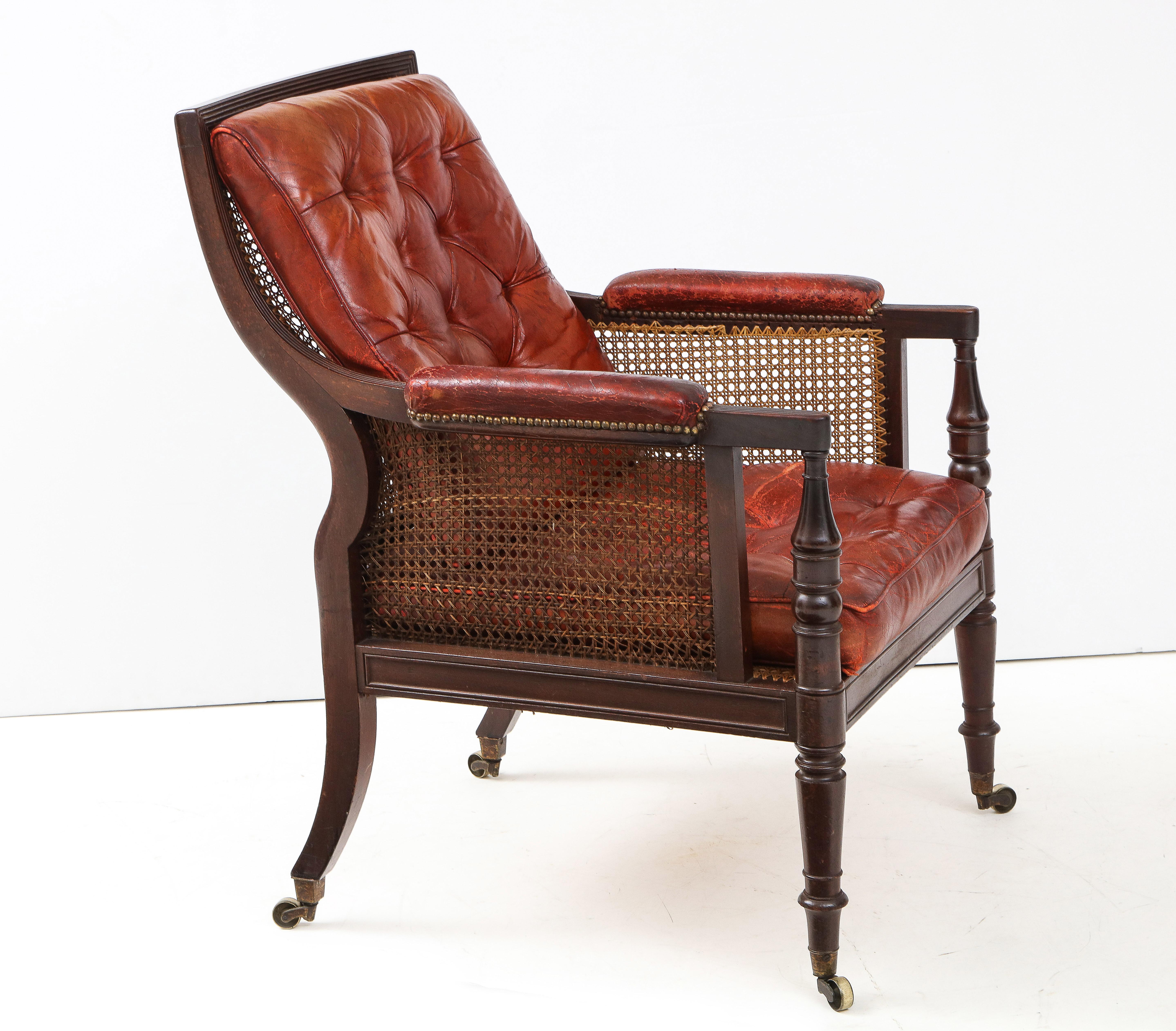 George IV Mahogany and Leather Bergere 2