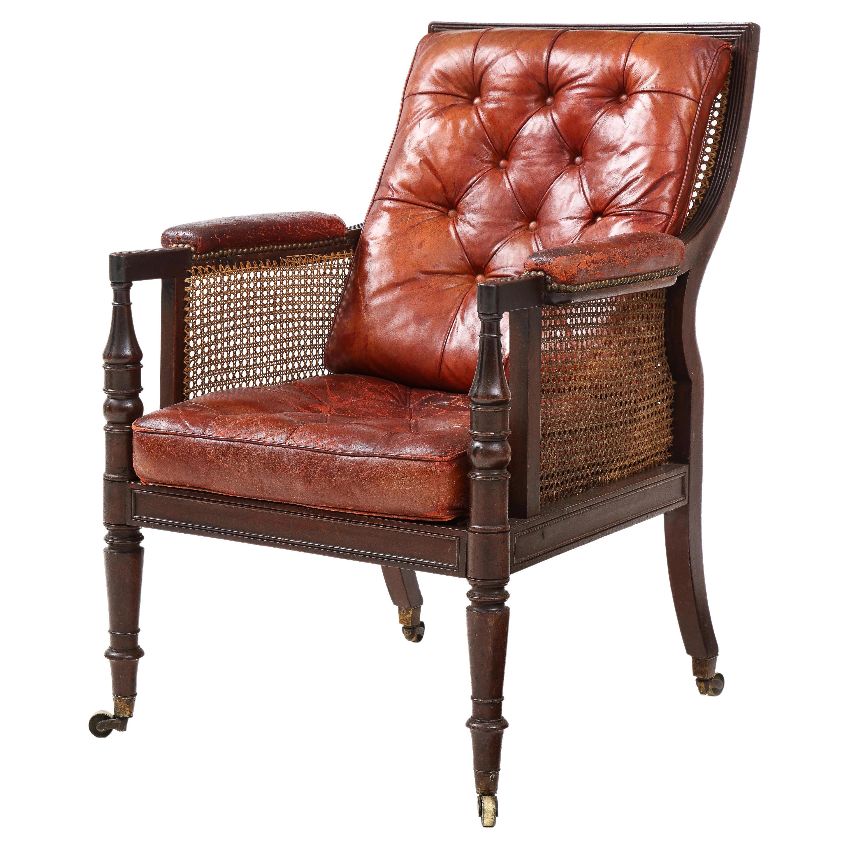 George IV Mahogany and Leather Bergere