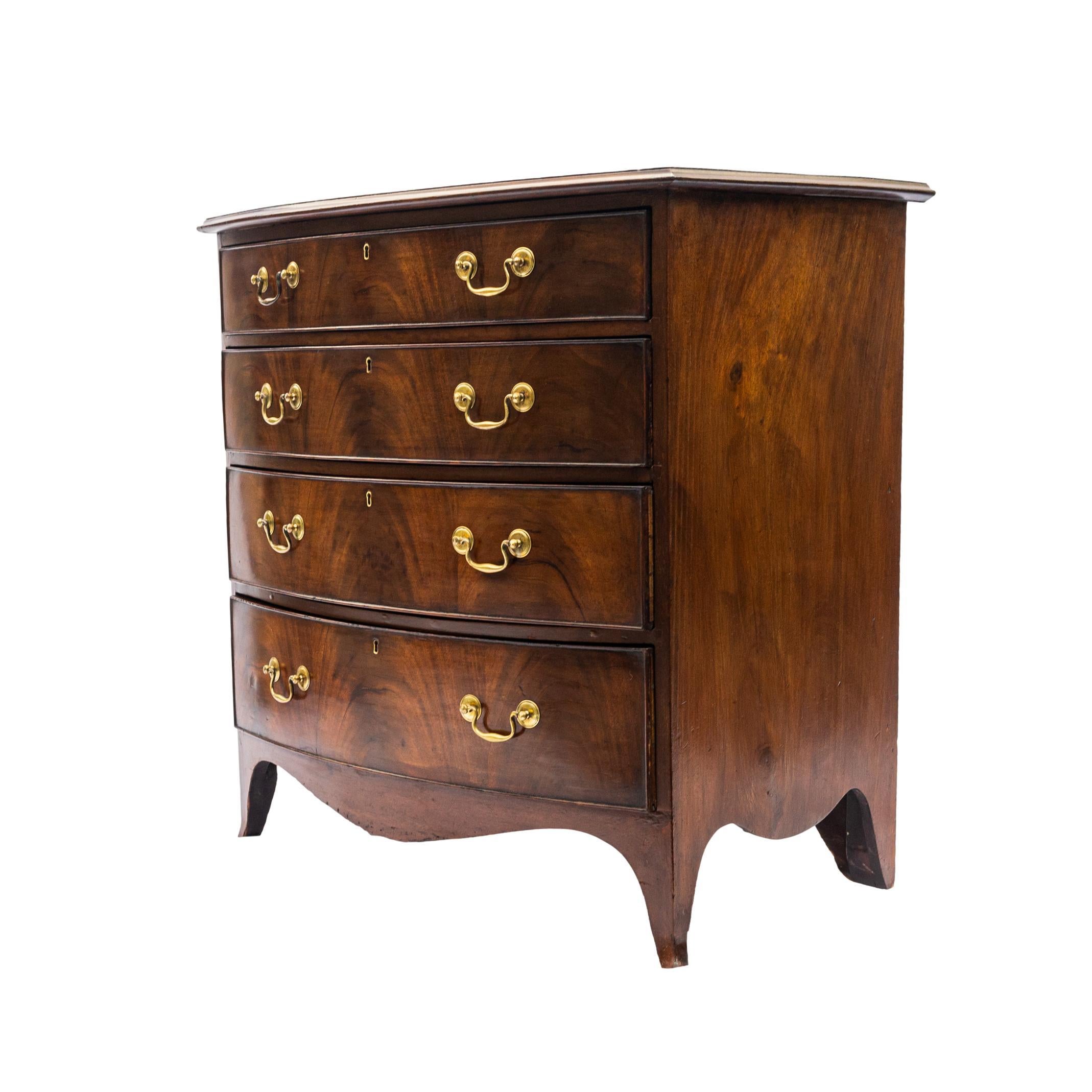 George IV Mahogany Bowfront Chest, Splayed Feet, Druce & Co, English, ca. 1830 For Sale 5