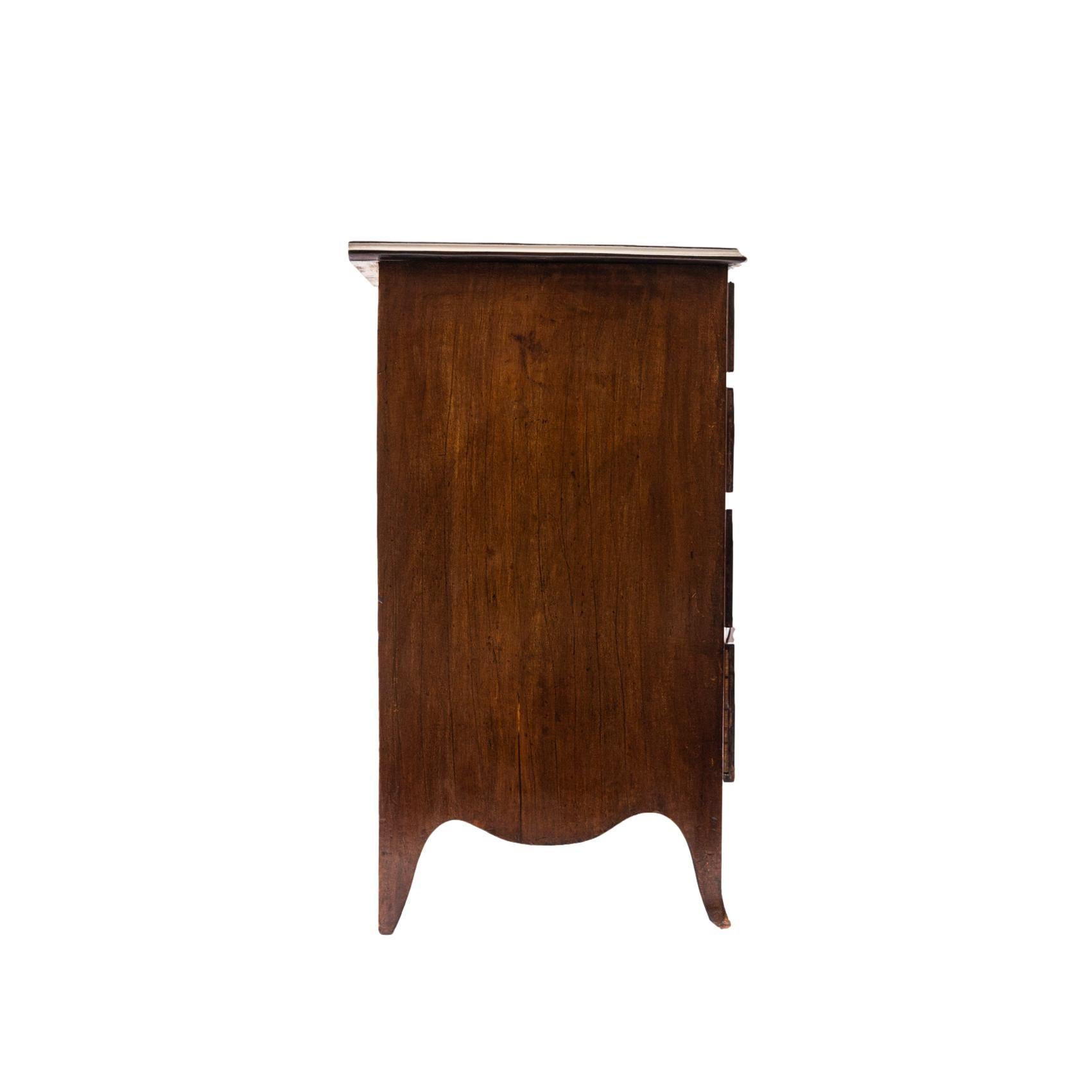 Hand-Crafted George IV Mahogany Bowfront Chest, Splayed Feet, Druce & Co, English, ca. 1830 For Sale