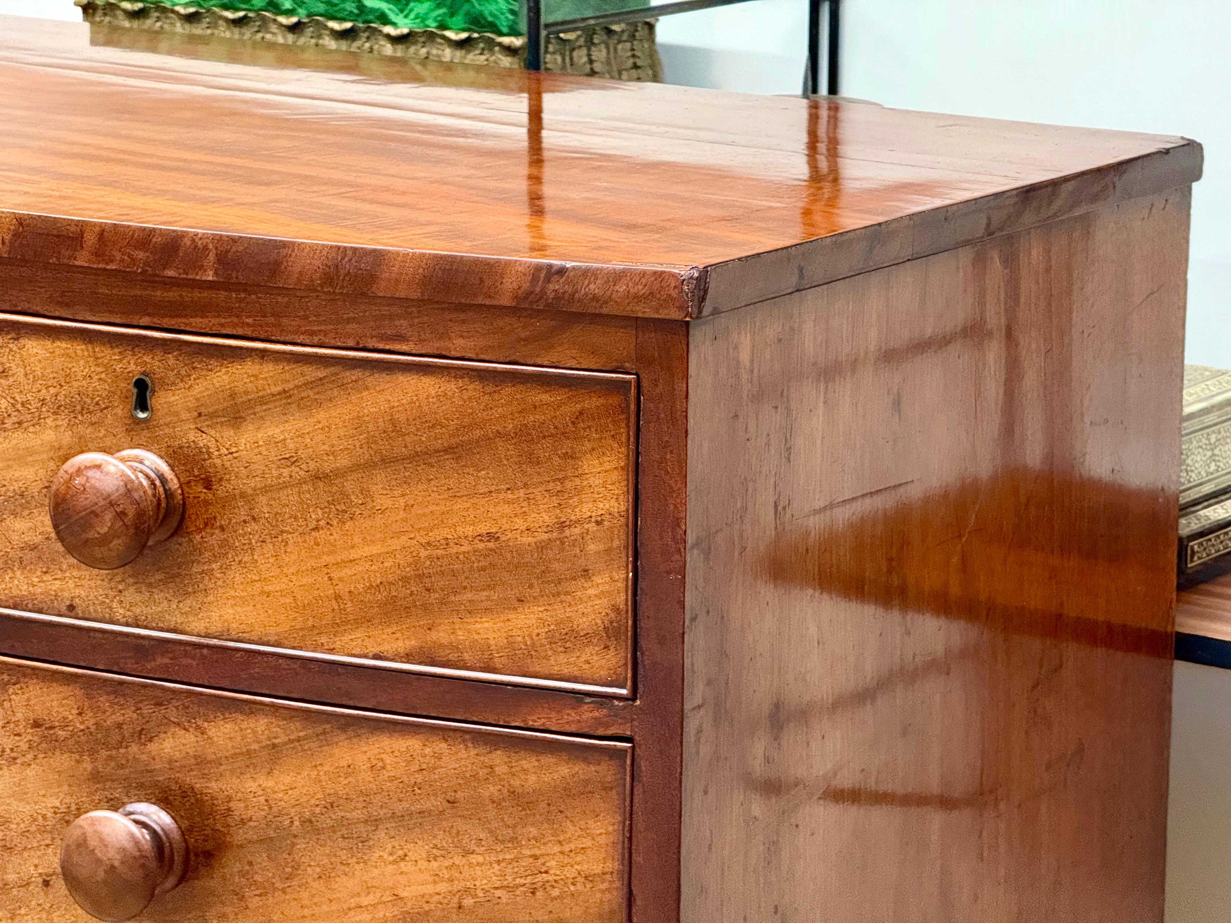 Rare Georgian Serpentine-Front Mahogany Chest of Drawers, c. 1800 For Sale 7