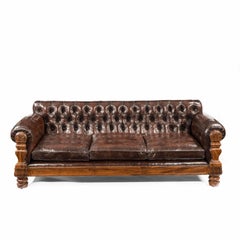 George iv Mahogany Deep Buttoned Leather Sofa