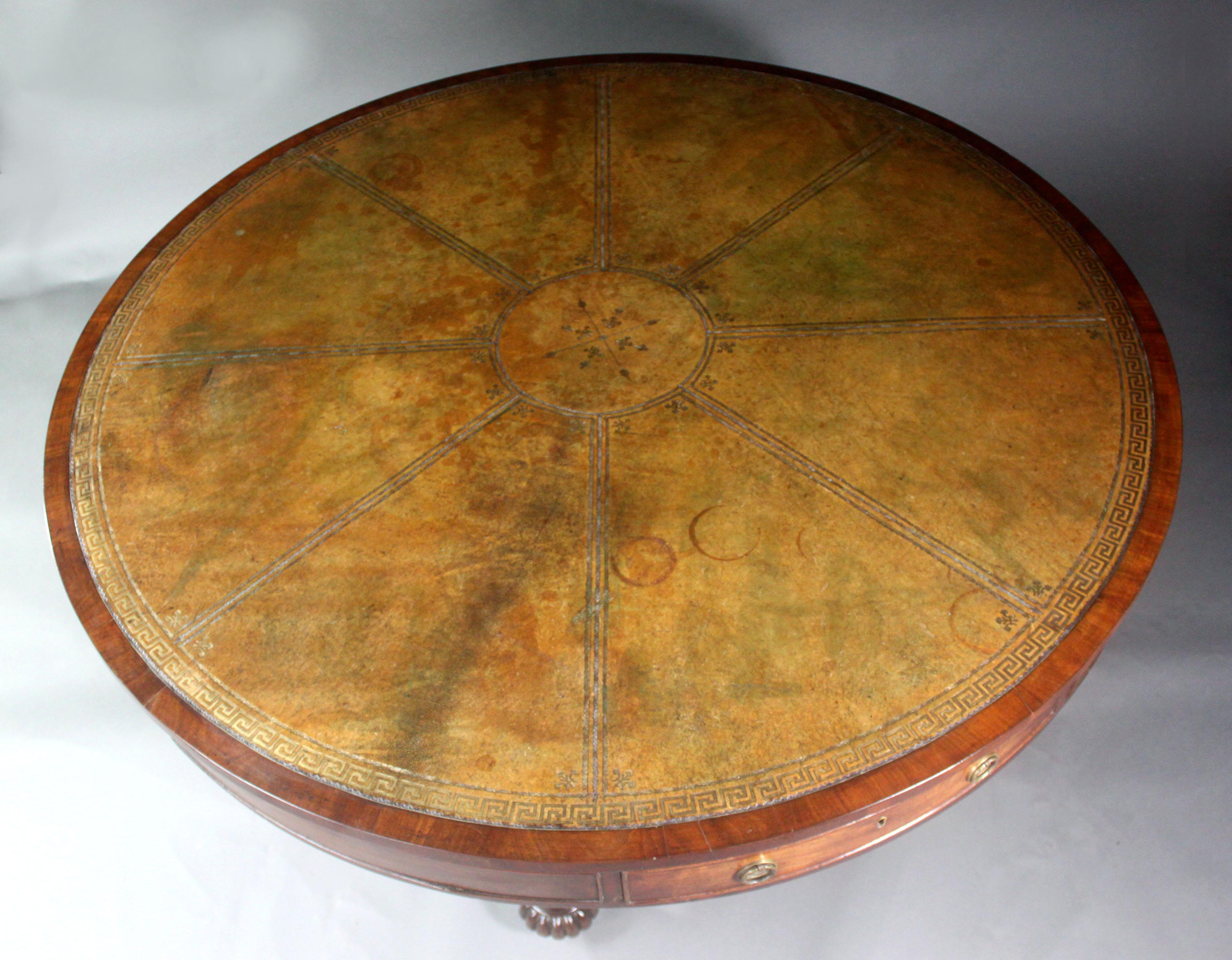 English George IV Mahogany Drum Table For Sale