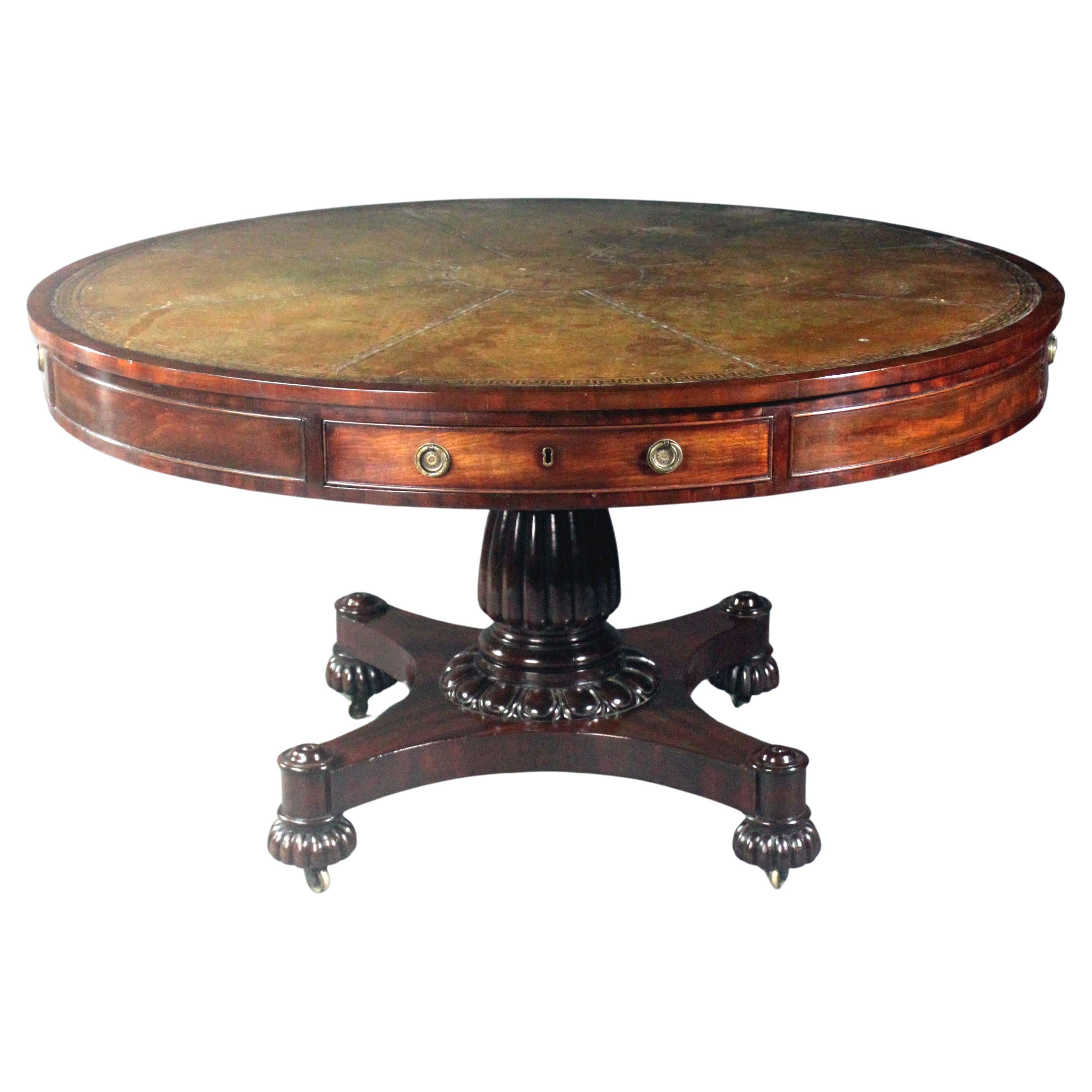 George IV Mahogany Drum Table For Sale