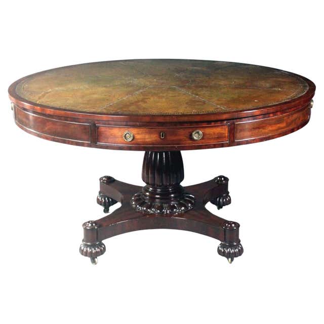 Mid20th Century American Imperial Mahogany Drum Table at 1stDibs