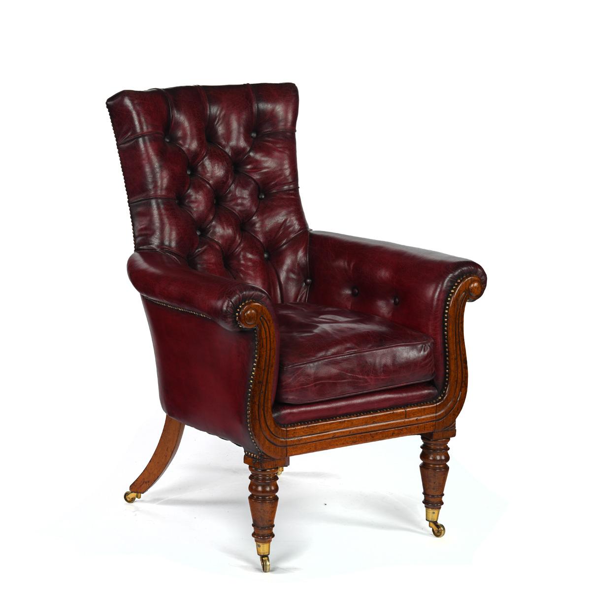 English George IV mahogany library chair For Sale