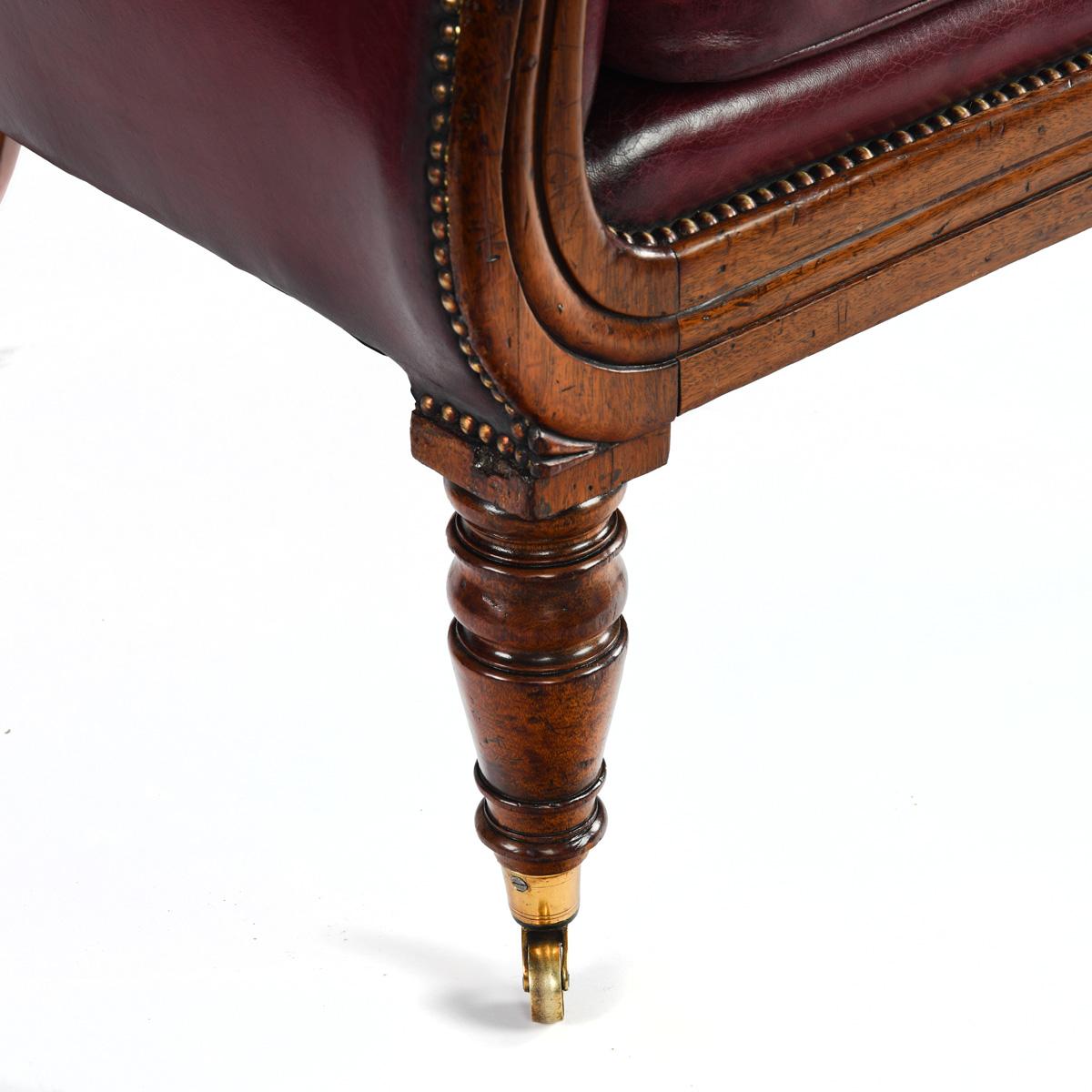 Leather George IV mahogany library chair For Sale