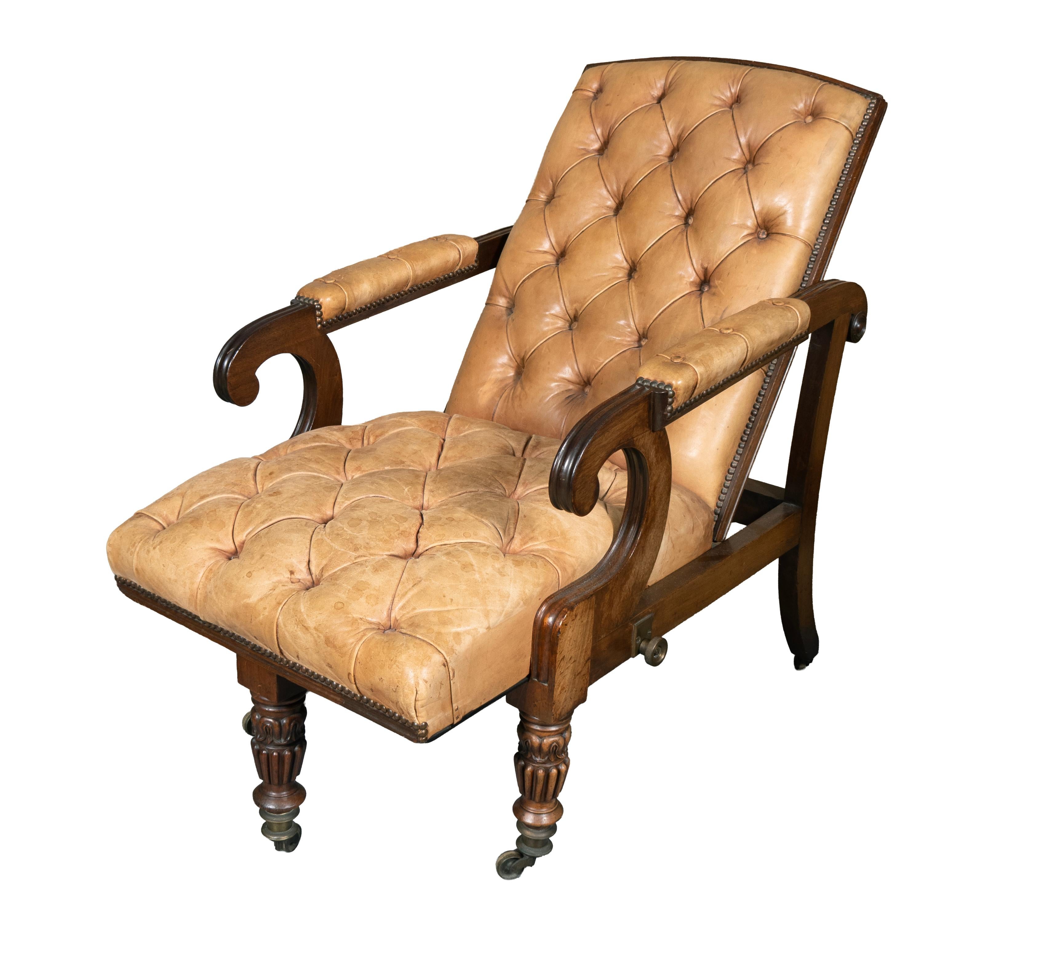 George IV Mahogany Reclining Library Armchair For Sale 1