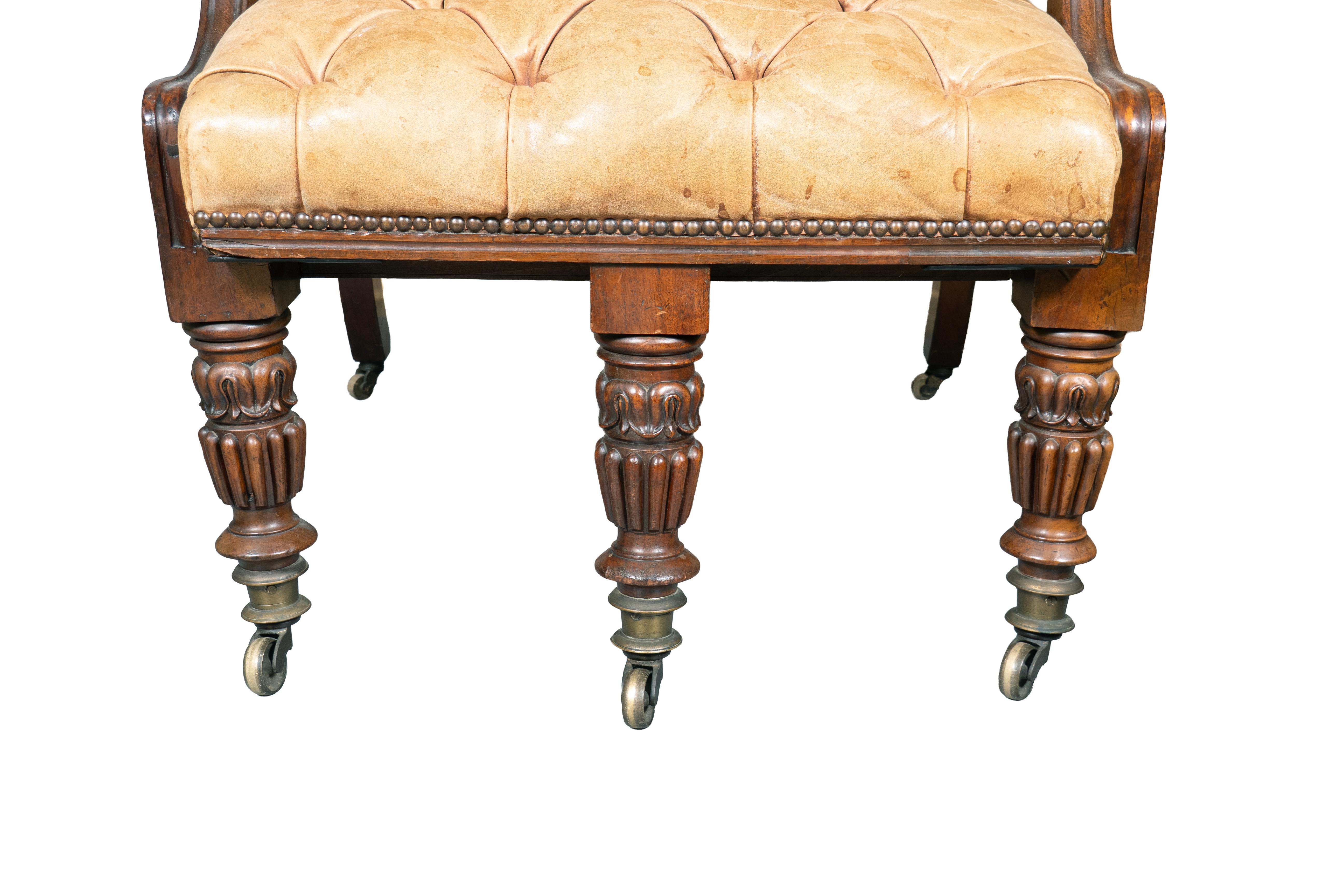 George IV Mahogany Reclining Library Armchair For Sale 3