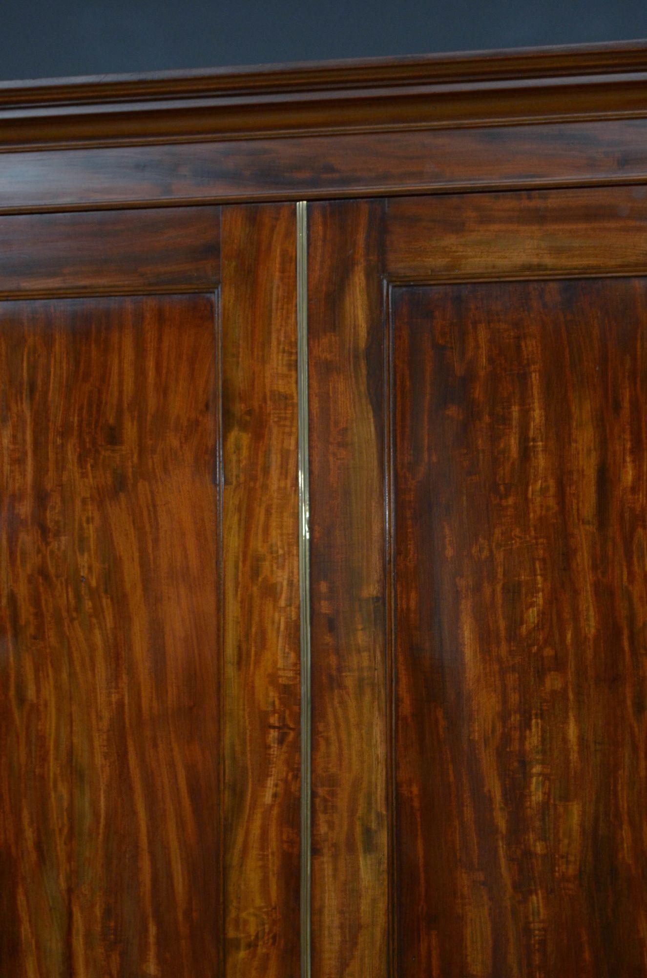 English George IV Mahogany Two Door Wardrobe c1840 For Sale