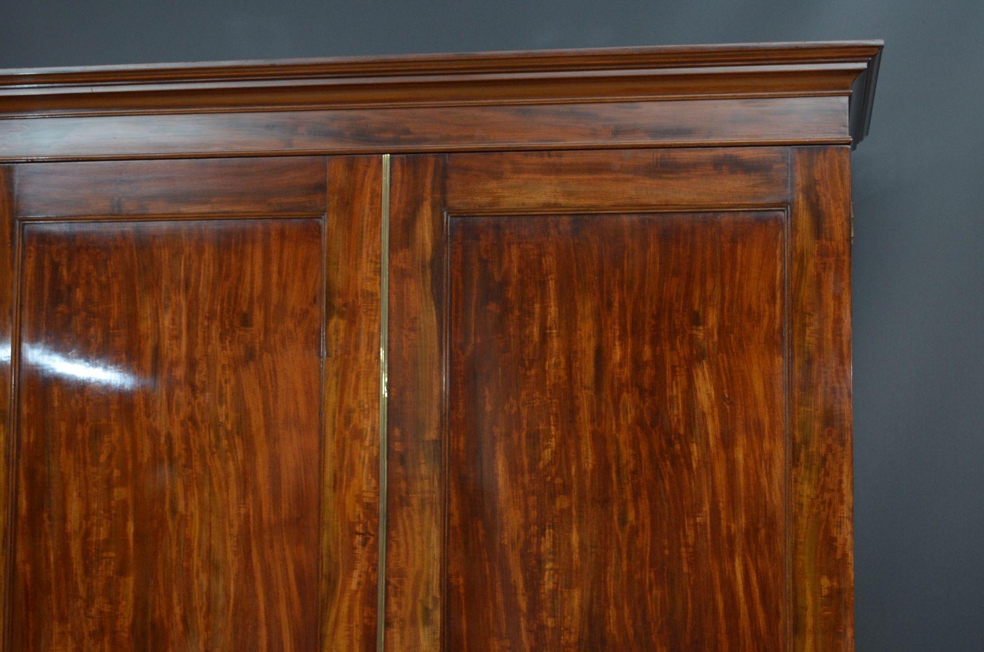 George IV Mahogany Two Door Wardrobe c1840 In Good Condition For Sale In High Peak, GB