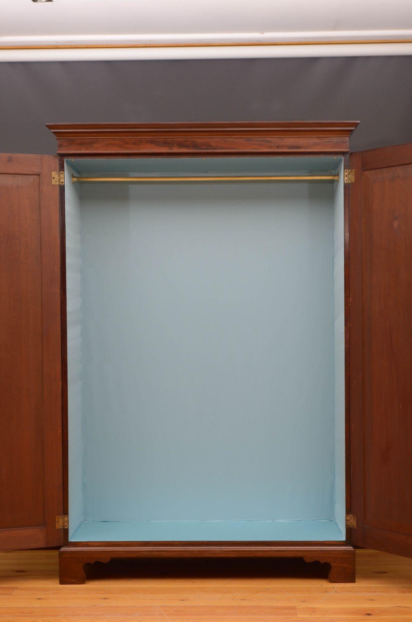 George IV Mahogany Two Door Wardrobe c1840 For Sale 2