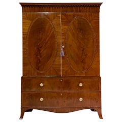 Antique George IV Mahogany Wardrobe Linen Press, circa 1825