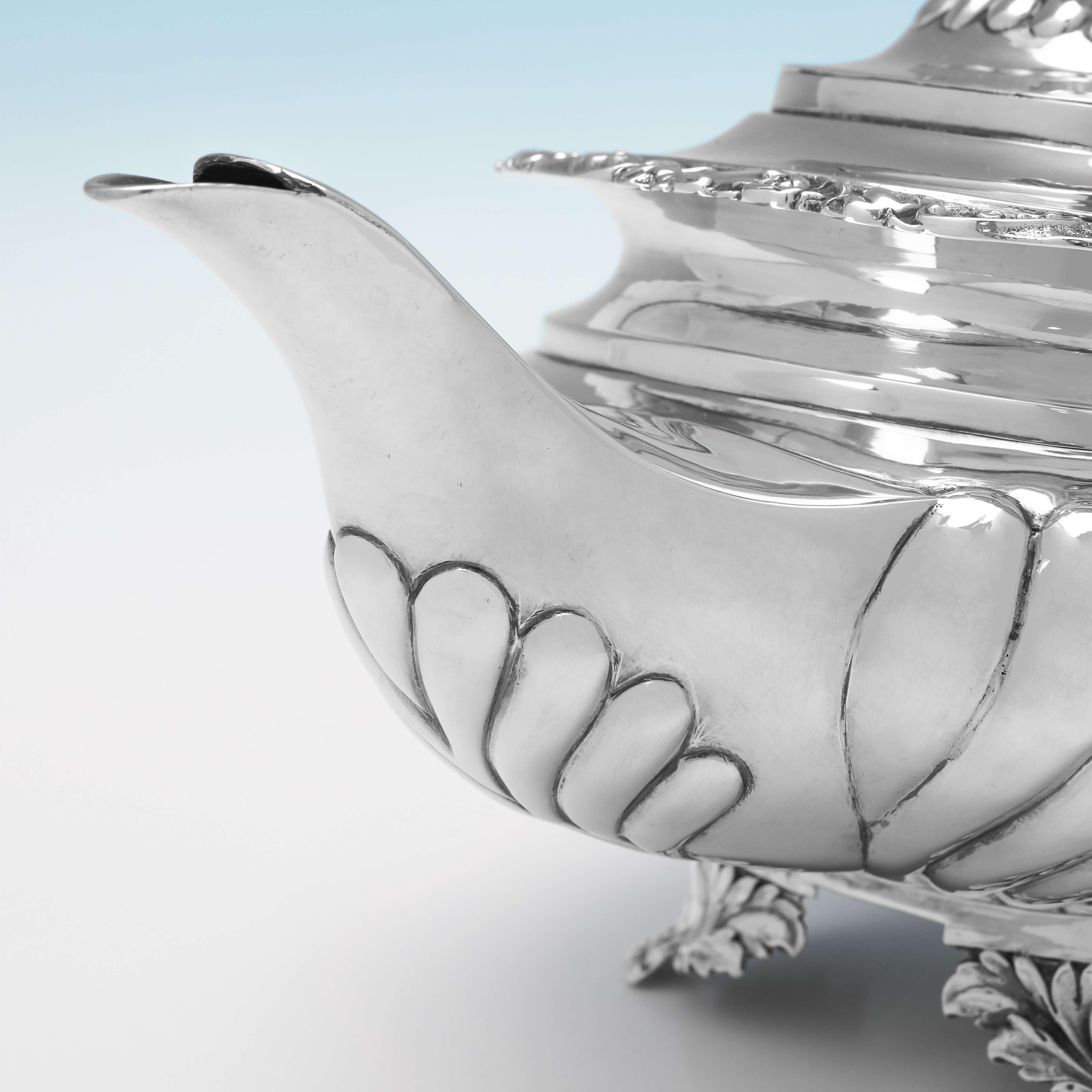 Servizio da tè in argento antico del periodo A. Silver, Londra 1828 Charles Fox II in vendita 2