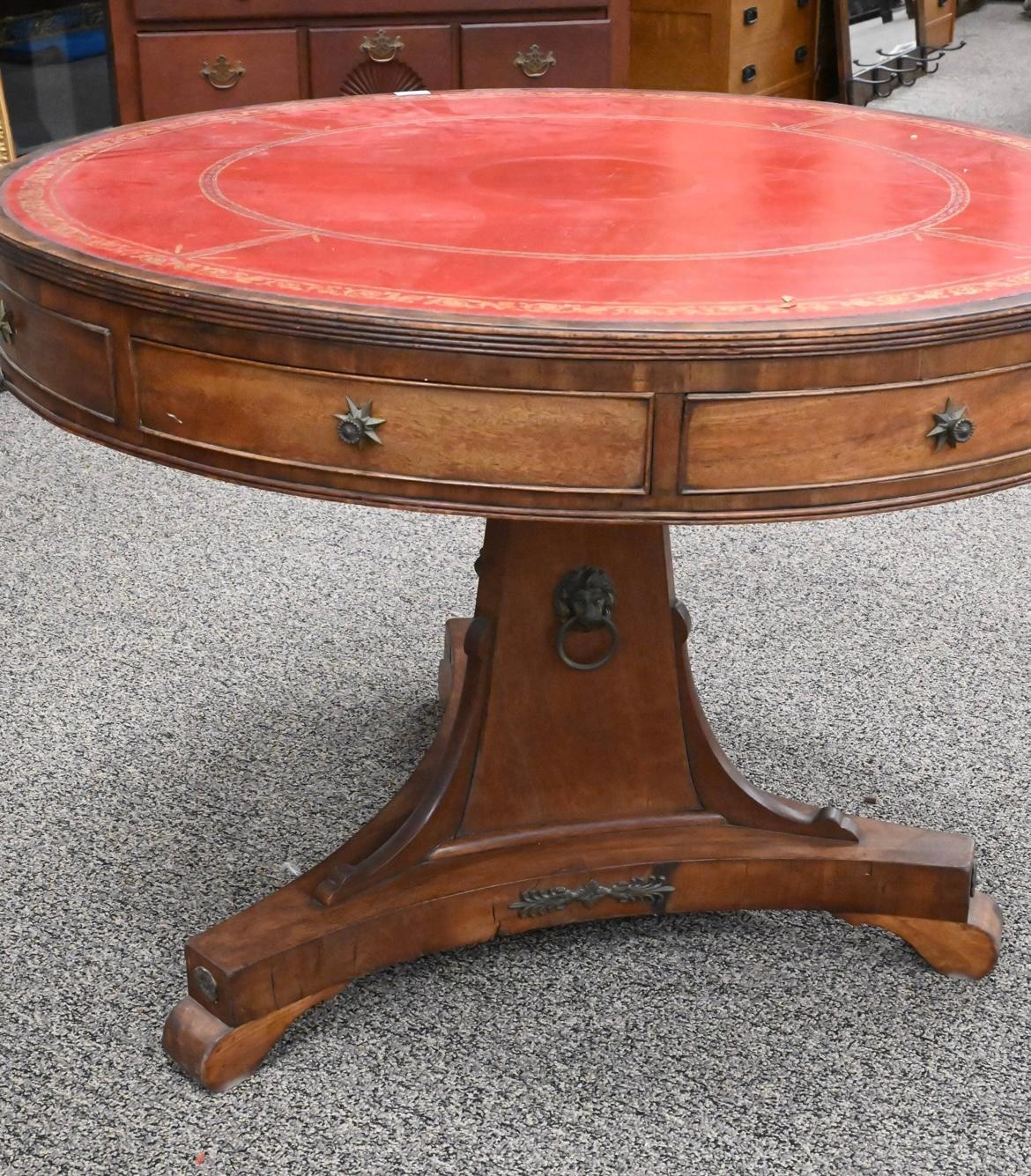 French George IV Period Drum Table, C. 1840 For Sale
