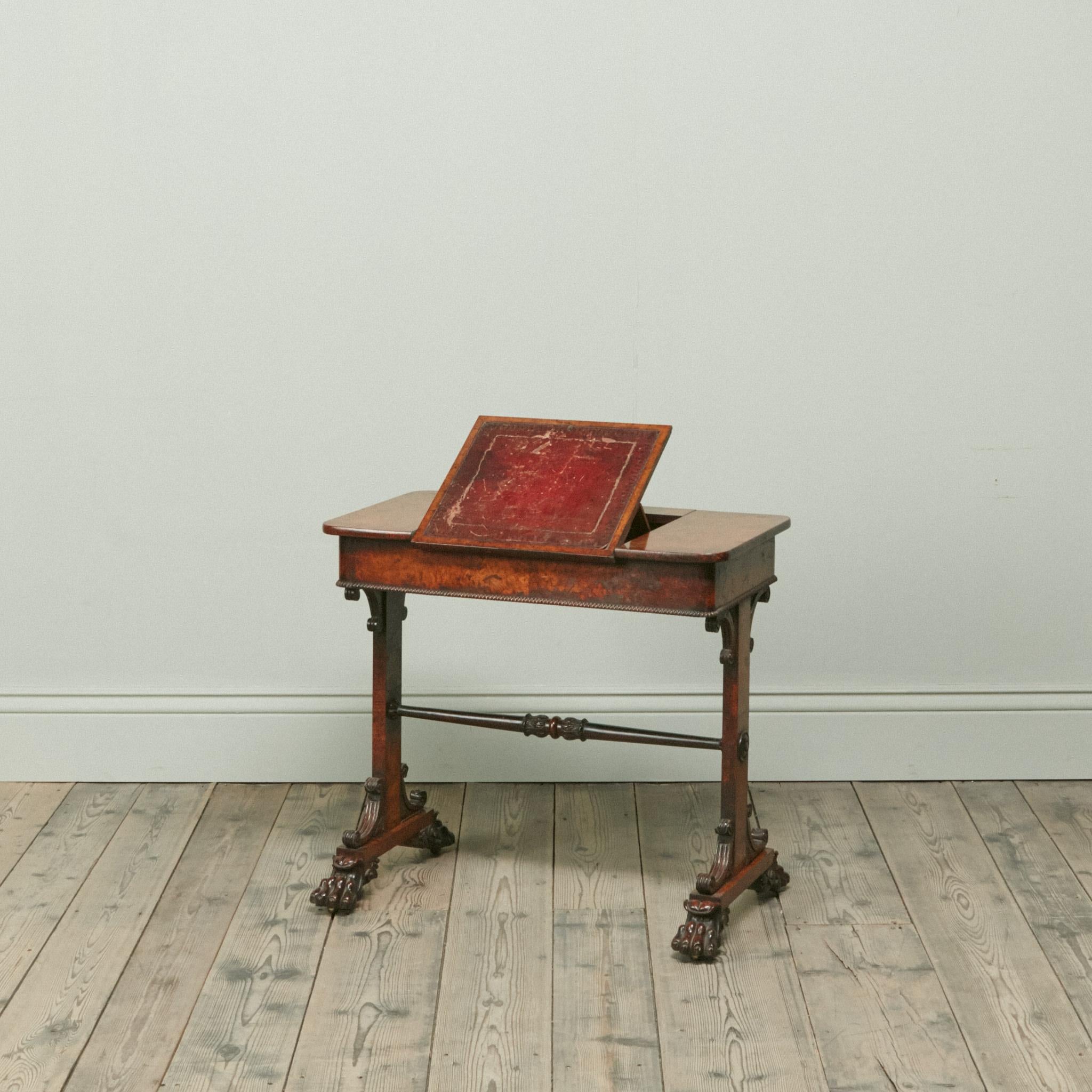 English George IV Pollard Oak Writing Desk For Sale