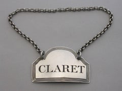 George IV Provincial Silver Wine Label 'Claret' by William Lister Newcastle 1823