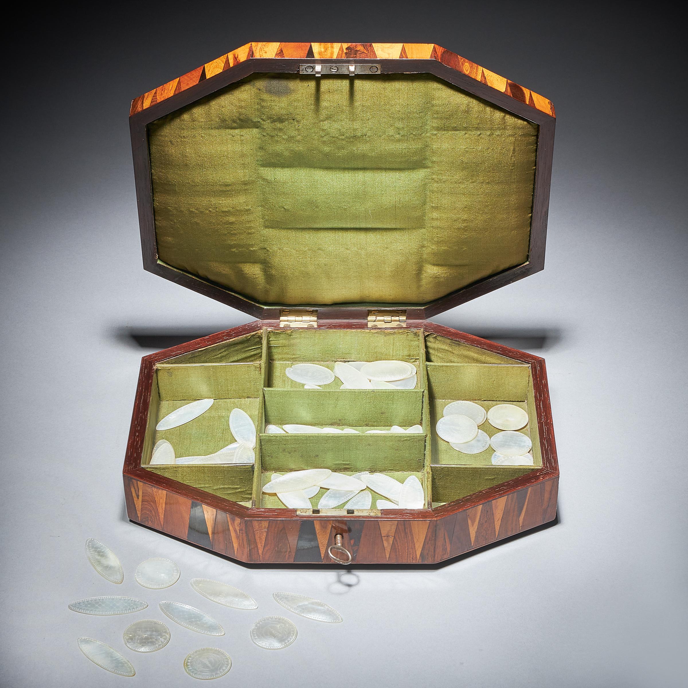 Ebony George IV Regency Exotic Wood Specimen Parquetry Games or Jewellery Box