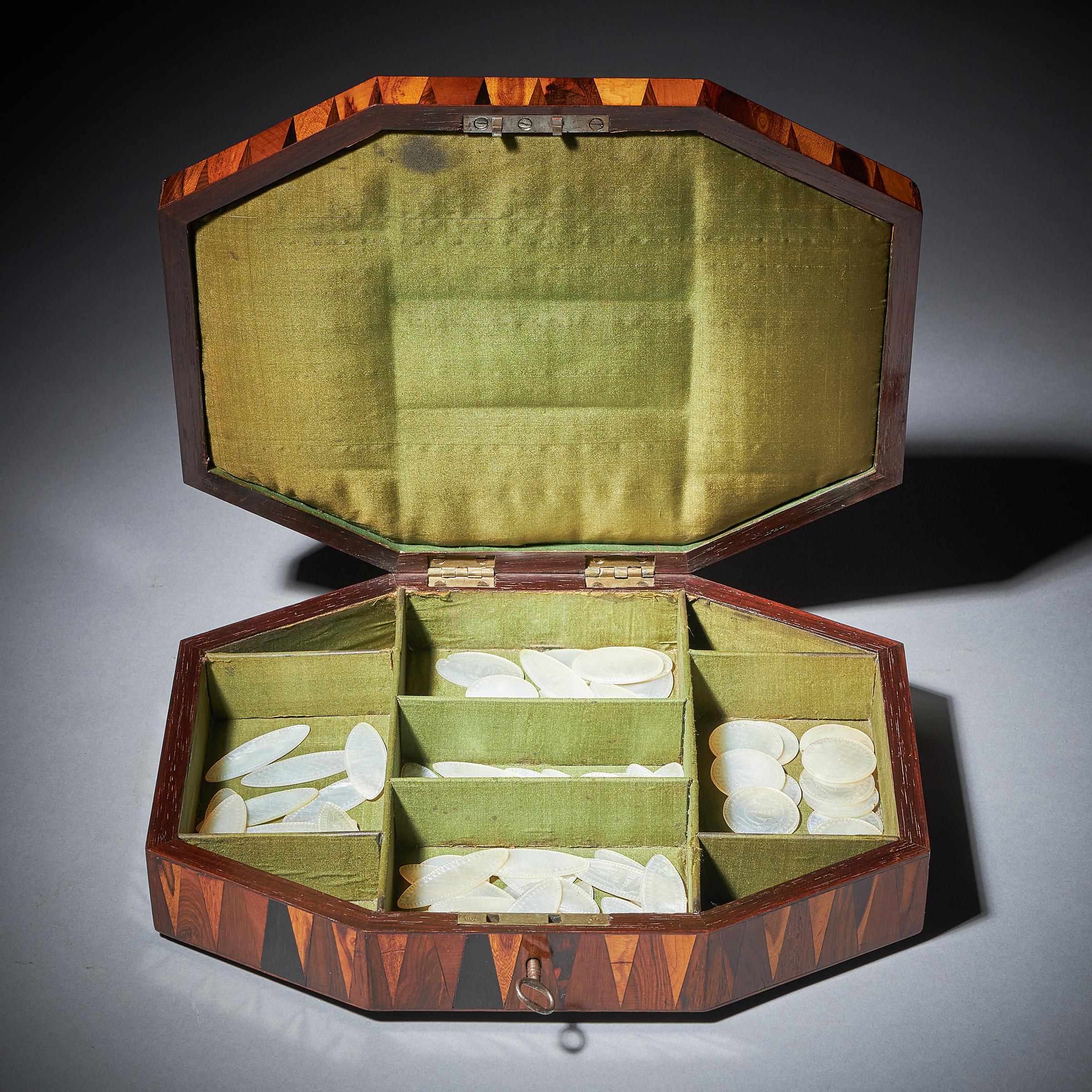 George IV Regency Exotic Wood Specimen Parquetry Games or Jewellery Box 1