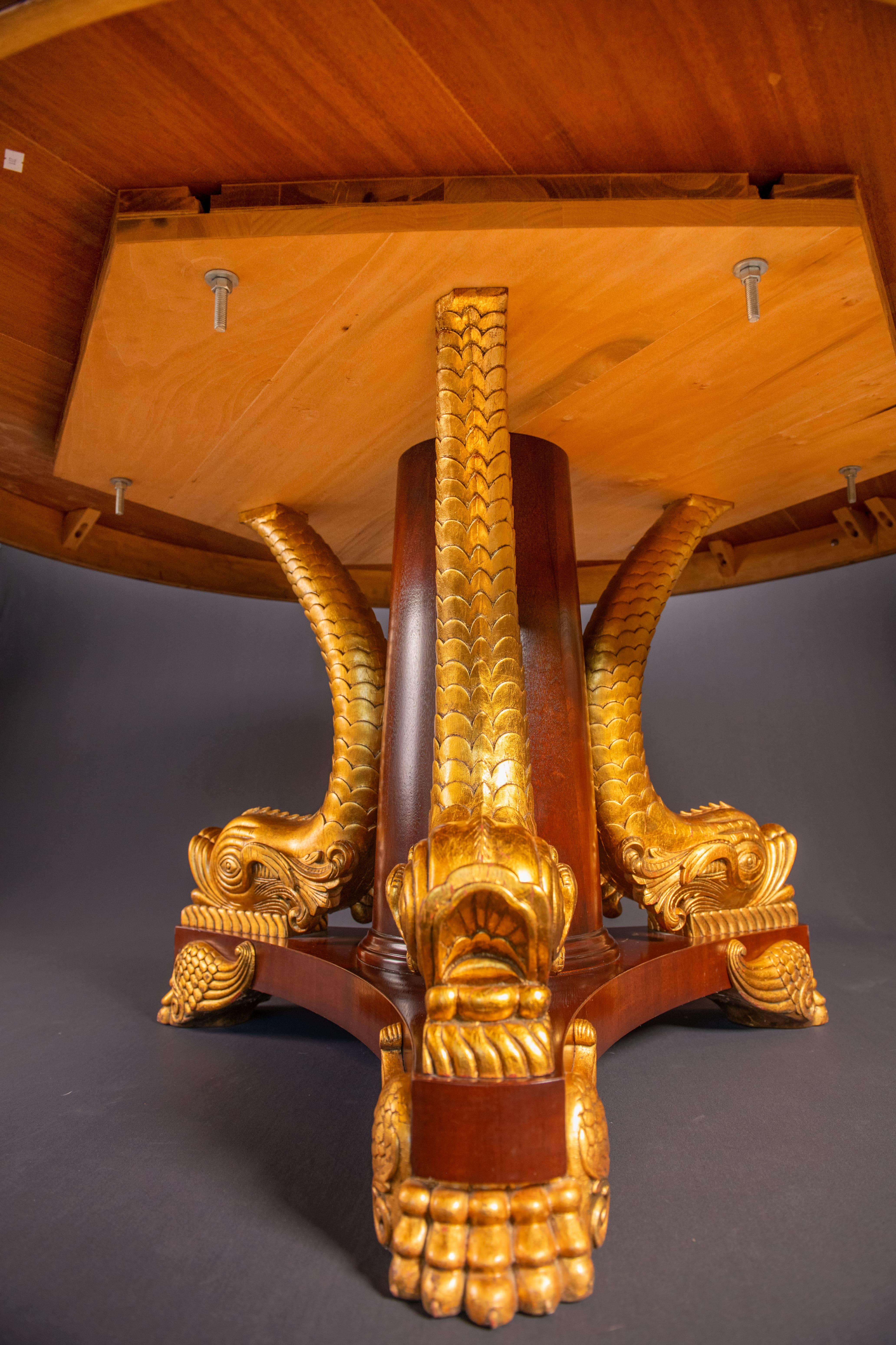 20th Century George IV  Regency Style Mahogany Gilded Center or Dining  Table For Sale
