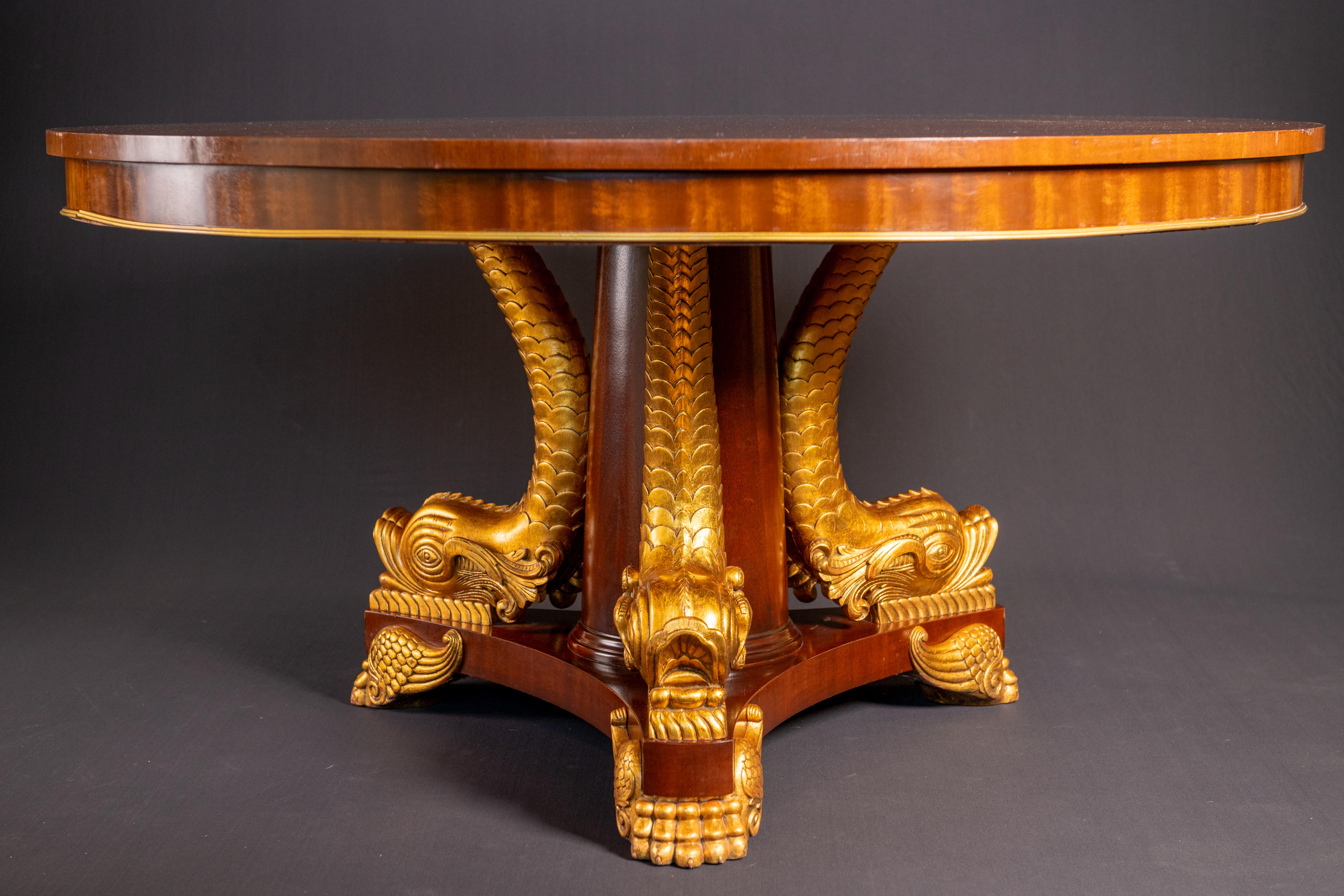 George IV  Regency Style Mahogany Gilded Center or Dining  Table For Sale 1