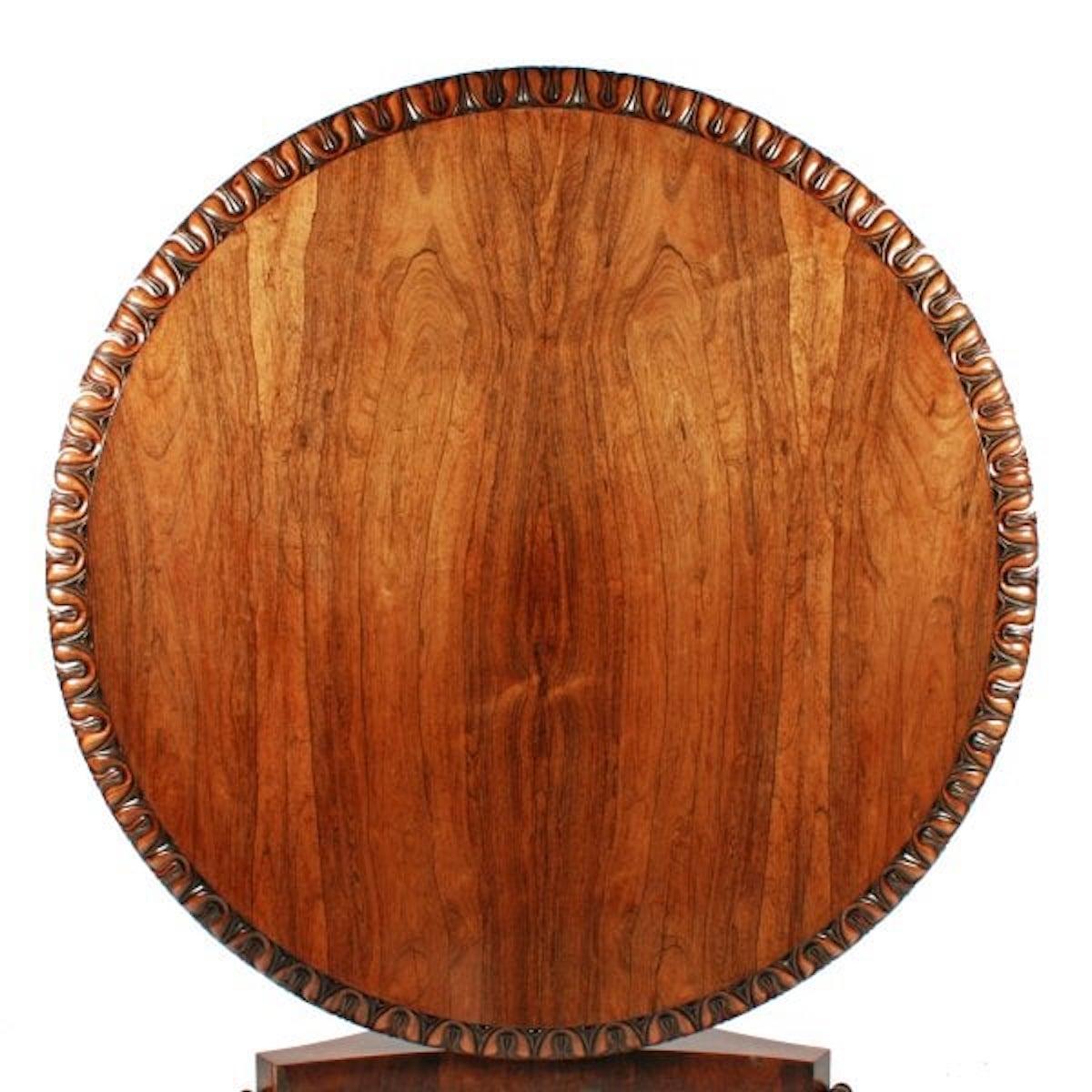 English George IV Rosewood Centre Table, 19th Century For Sale